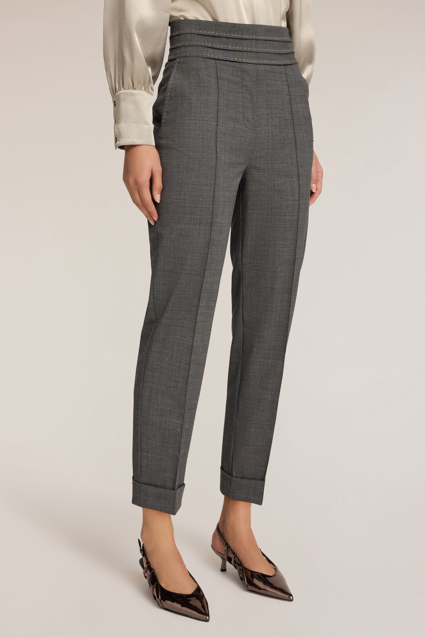 CIGARETTE PANTS WITH TOPSTITCHING GREY 2