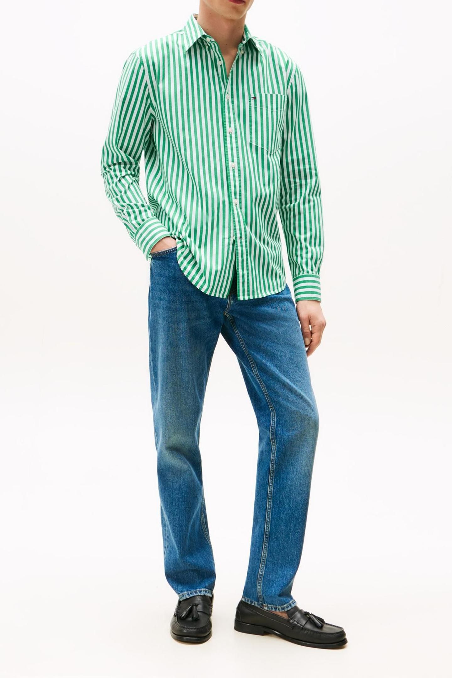 FLEX POPLIN BOLD SHIRT OLYMPIC GREEN/STRIPE 1