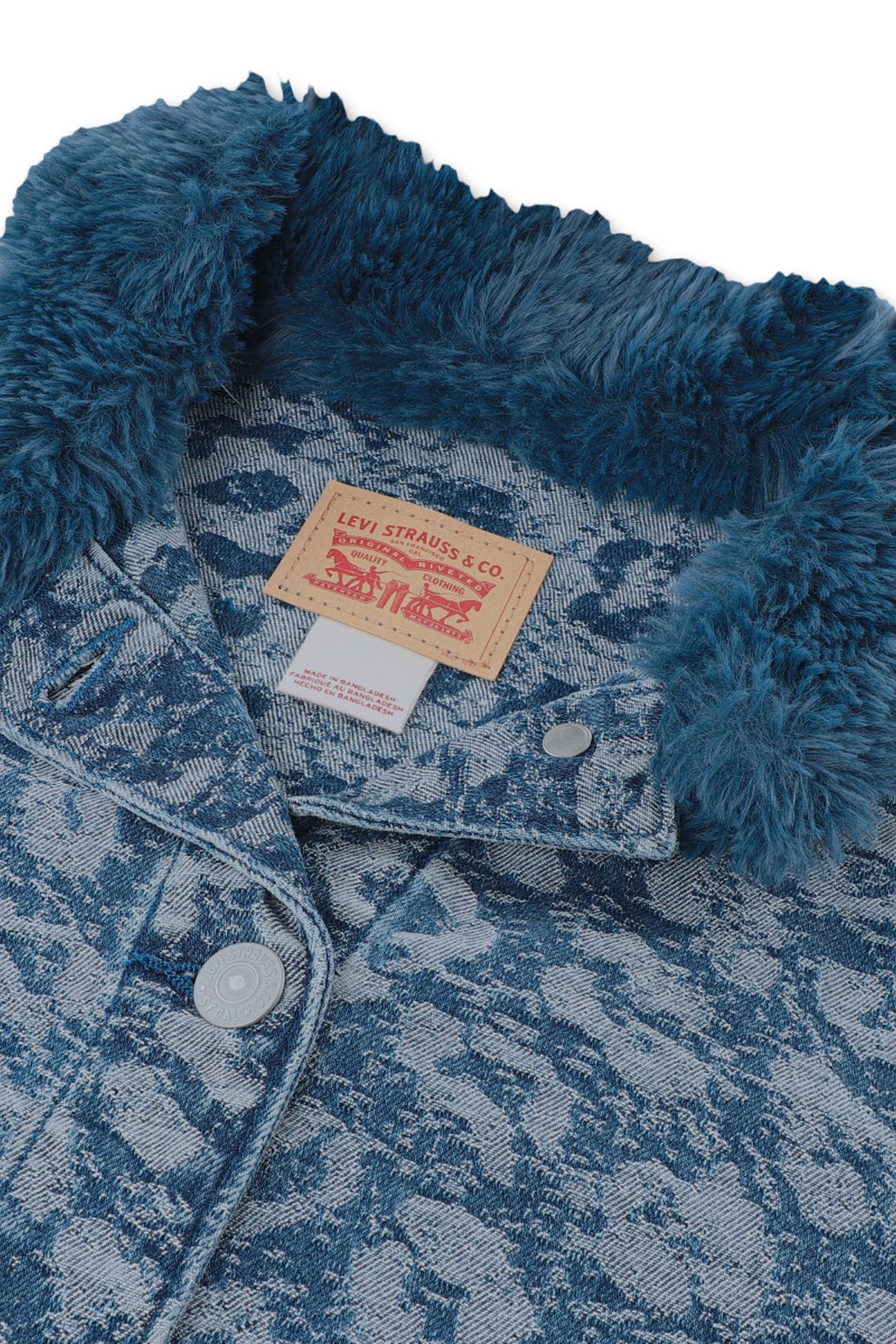 GIRLS OVERSIZED FUR COLLARED JACKET BLAZING BLUE 3