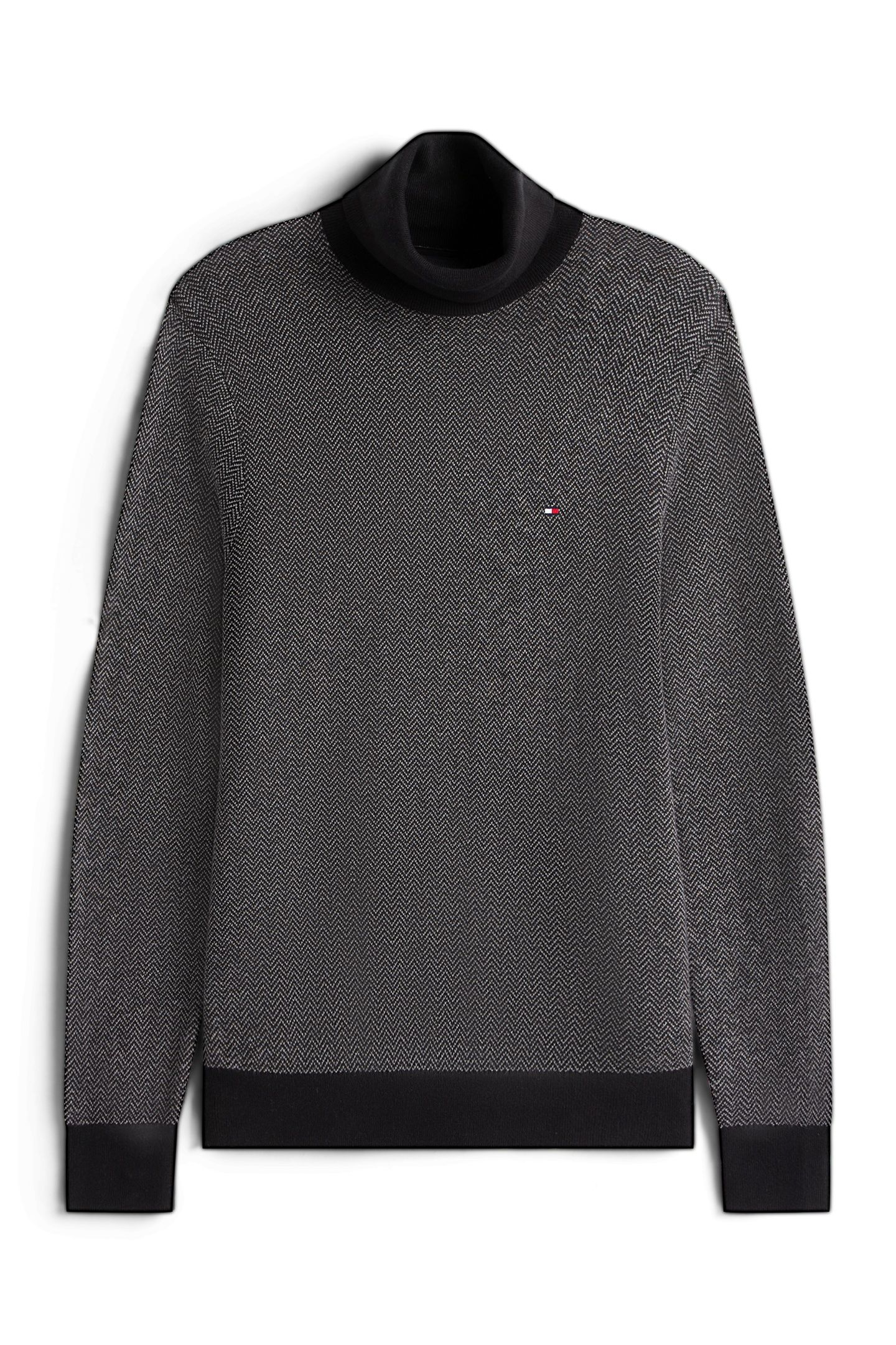 PIMA COTTON CASHMERE HERRINGBONE BLACK/MEDIUM GREY HEATHER 4