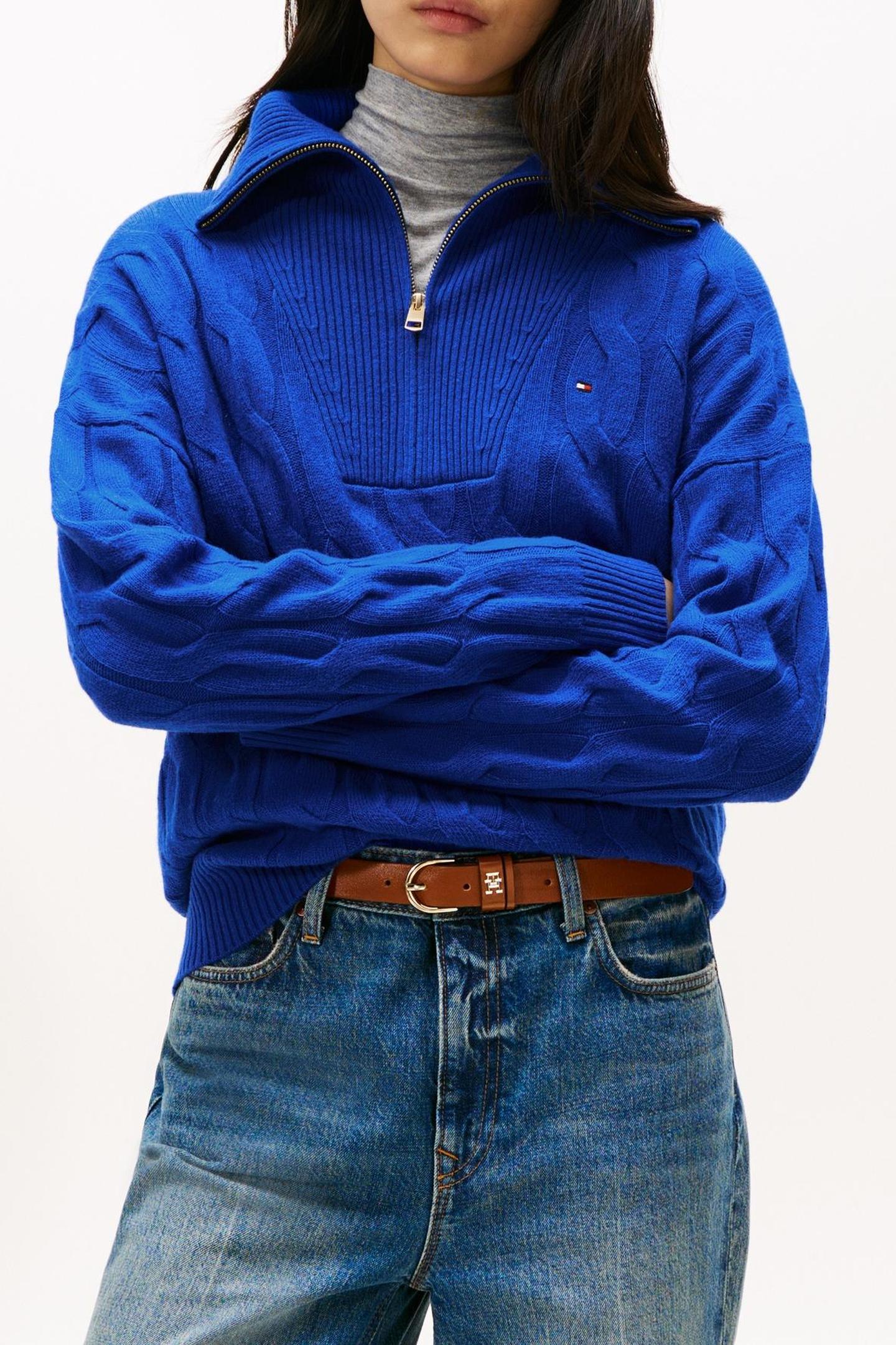 SOFT WOOL CABLE 1/2 ZIP COBALT 3