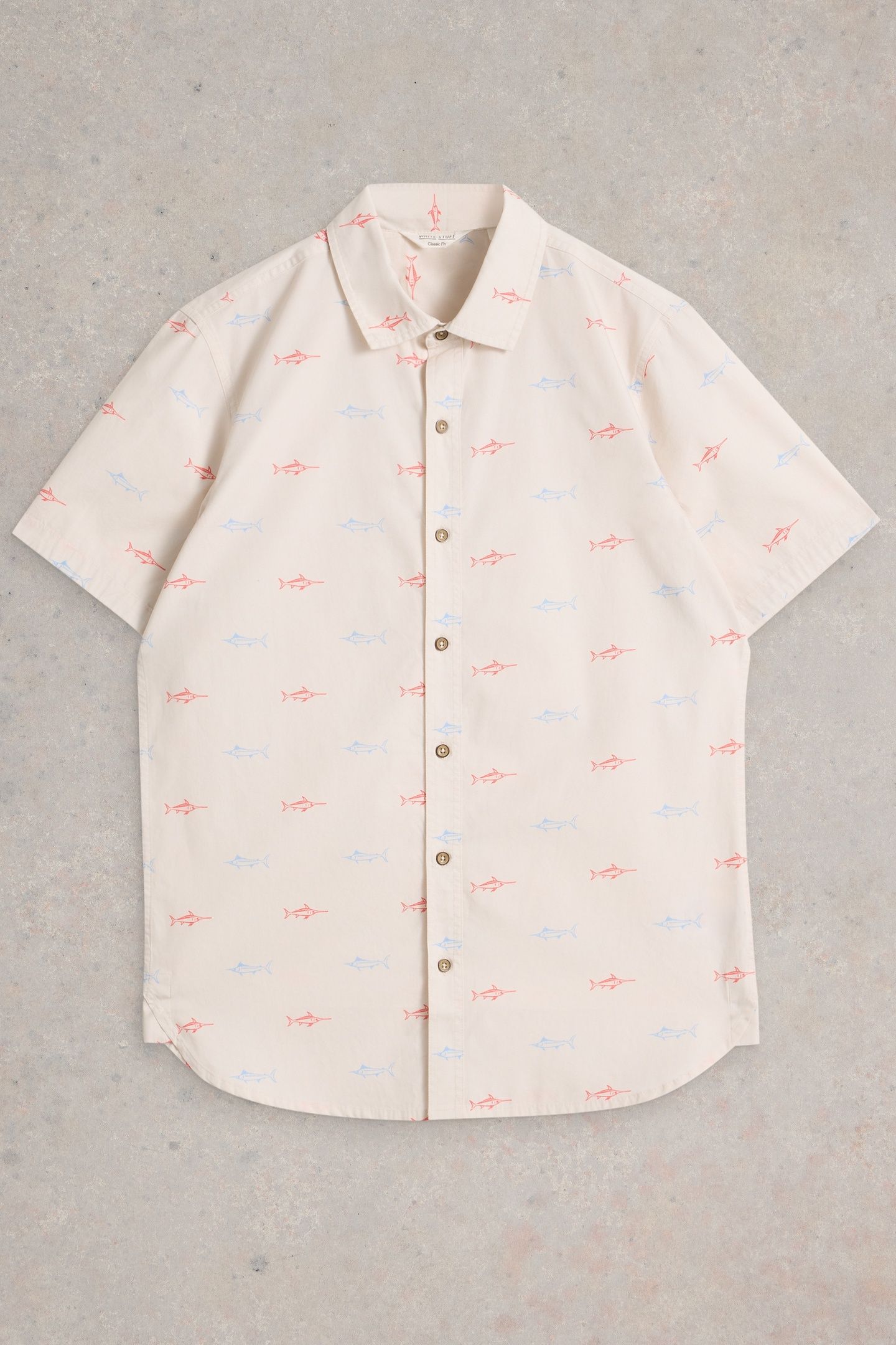 FINSBURY FISH PRINTED SHIRT WHITE PRINT 1