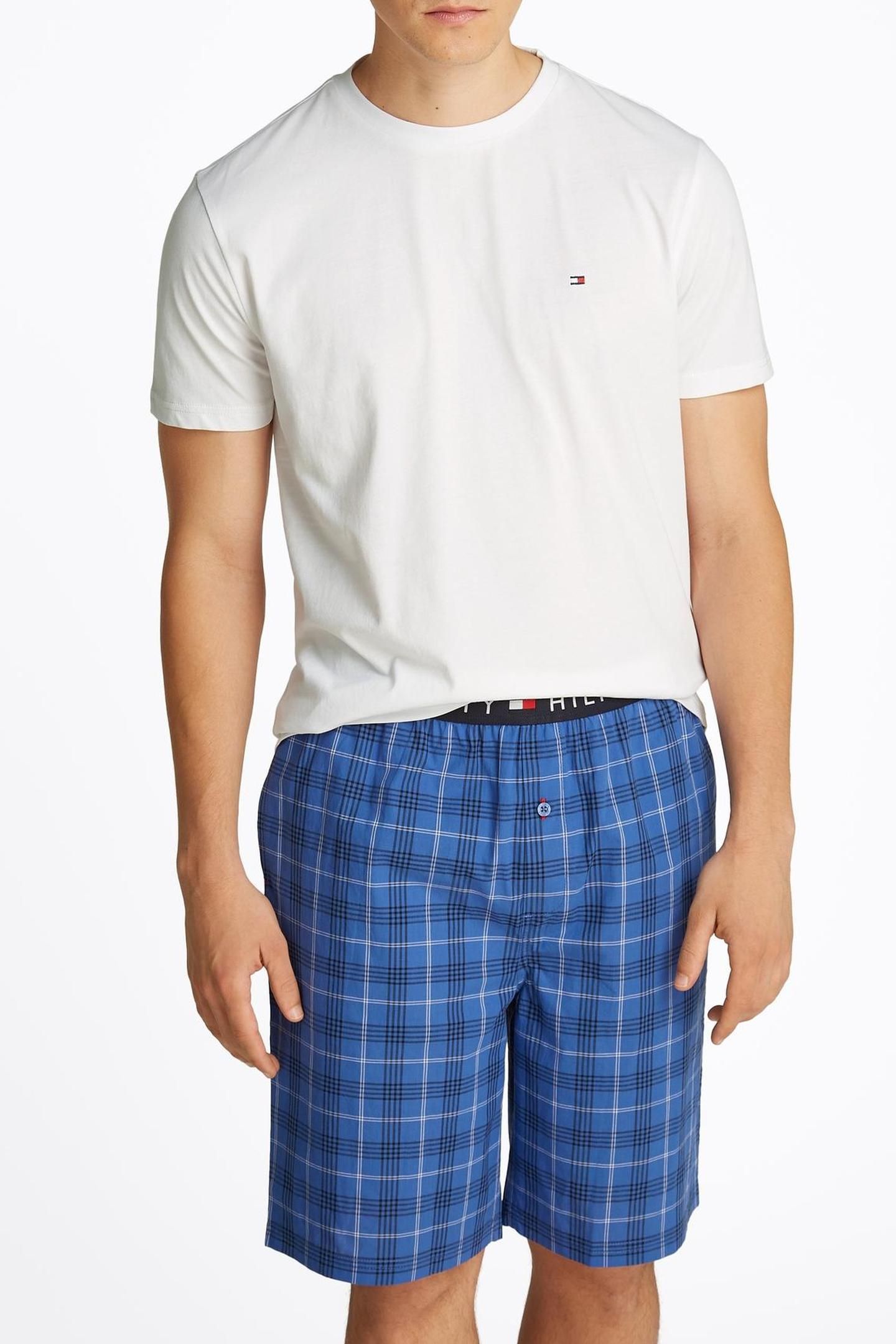 SS WOVEN PJ SET WHITE/GRID PLAID 1