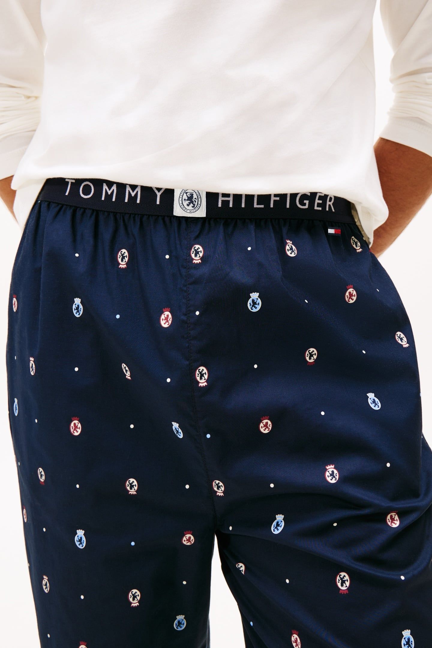 LS WOVEN HENLEY PJ SET ECRU/CREST AOP 6