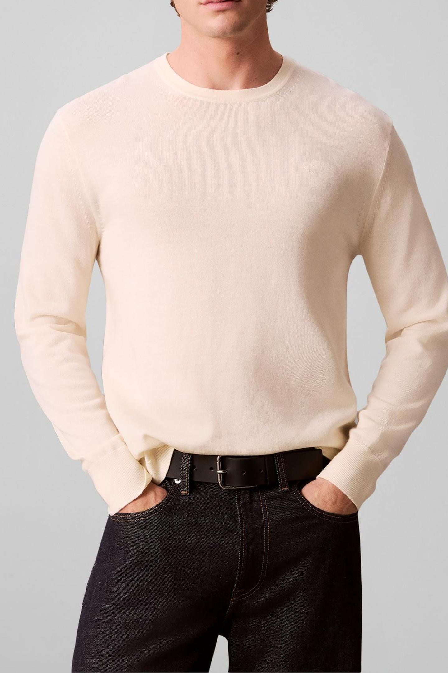 LS 100% MERINO CREW ANTIQUE WHITE 1