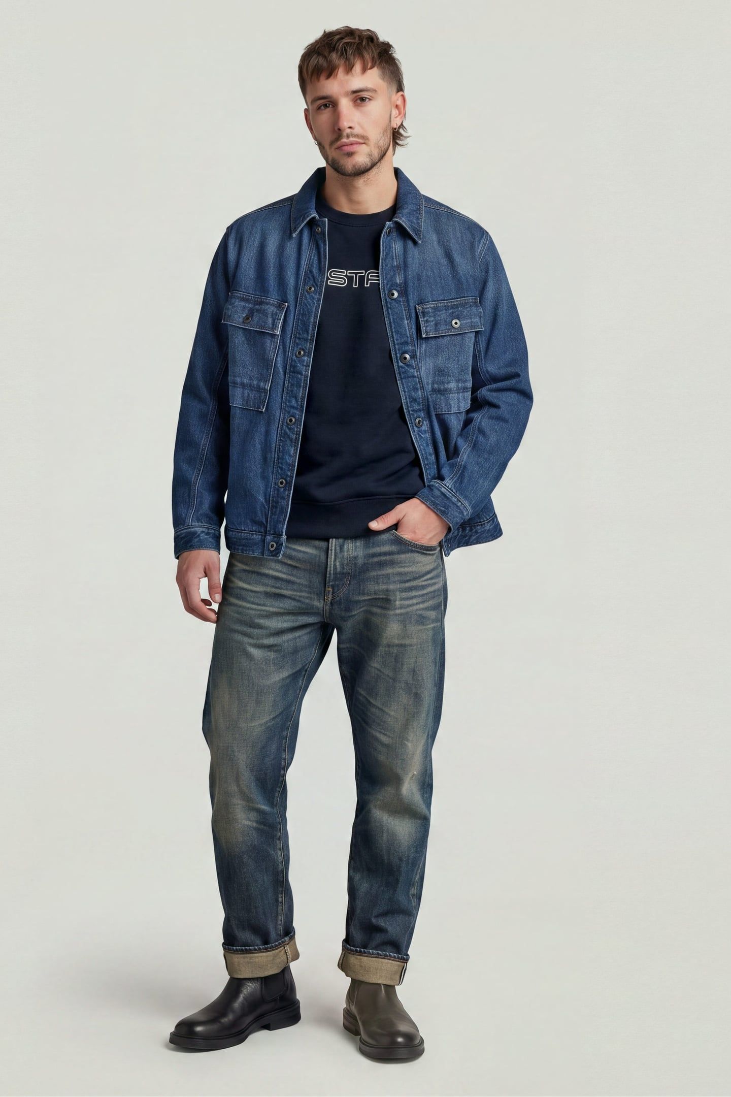 G-STAR SLIM CREW SWEAT L/S BLUE 3