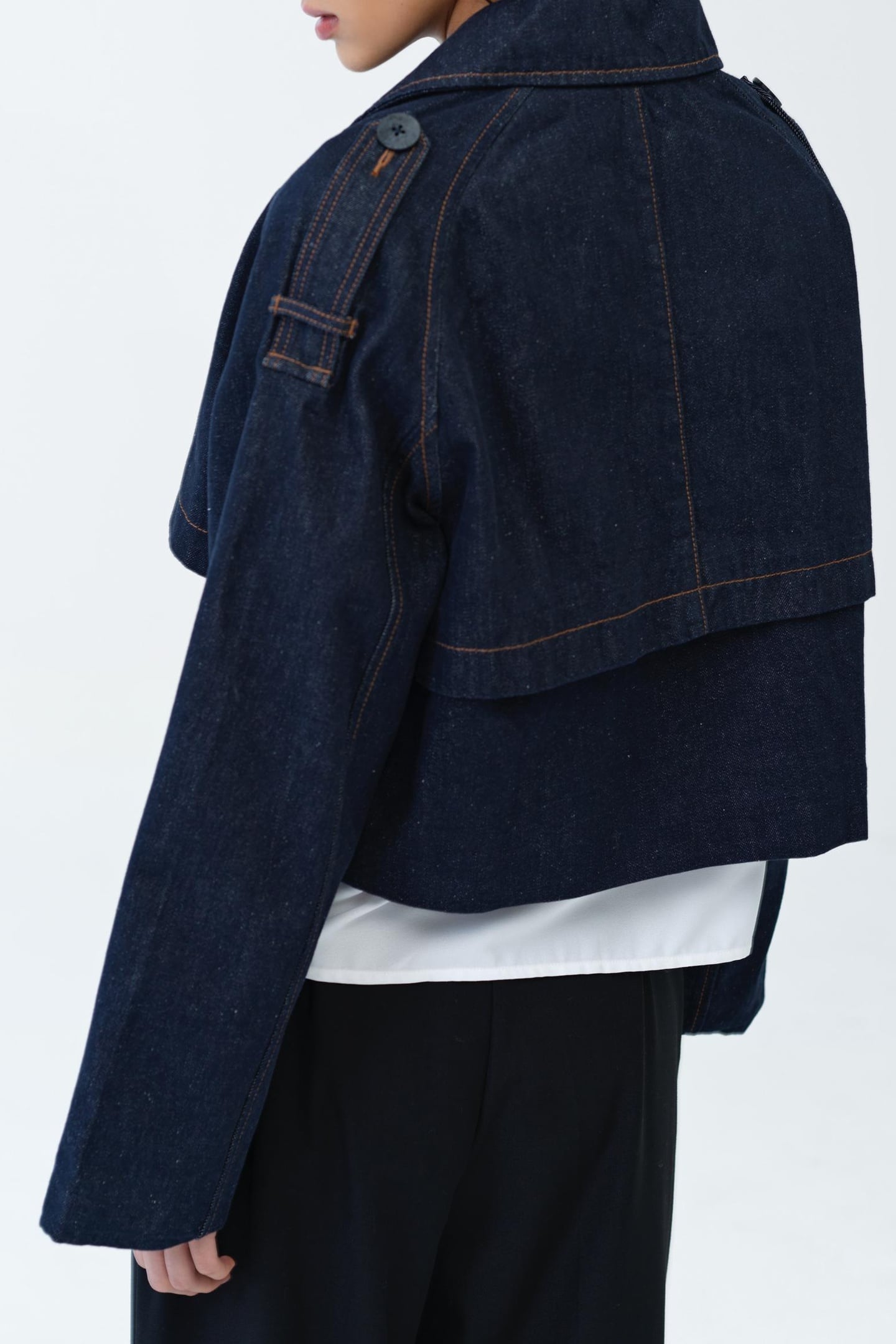 AUSSIE DENIM CROPPED TRENCH DARK INDIGO 3