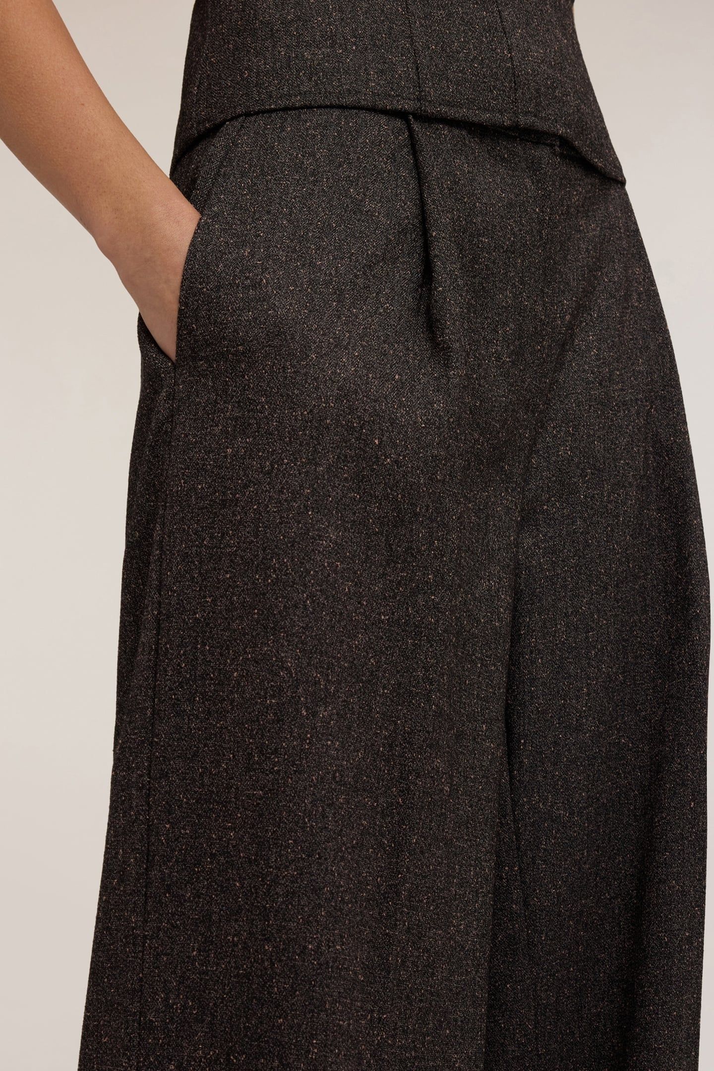 PALAZZO PANTS IN YARN-DYED FABRIC BROWN 5