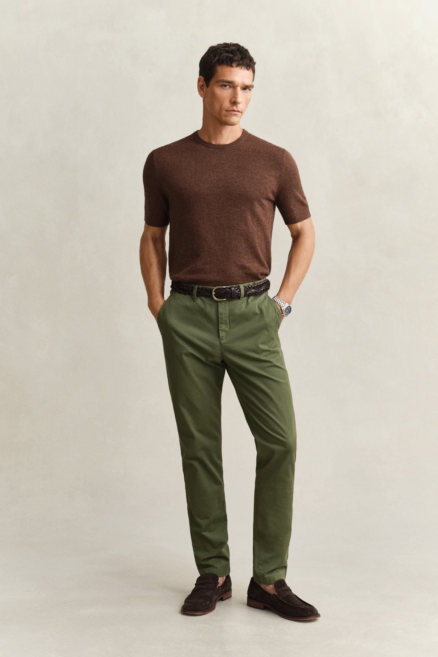 SLUB COTTON LINEN SS C-NECK HAZELNUT MELANGE 3