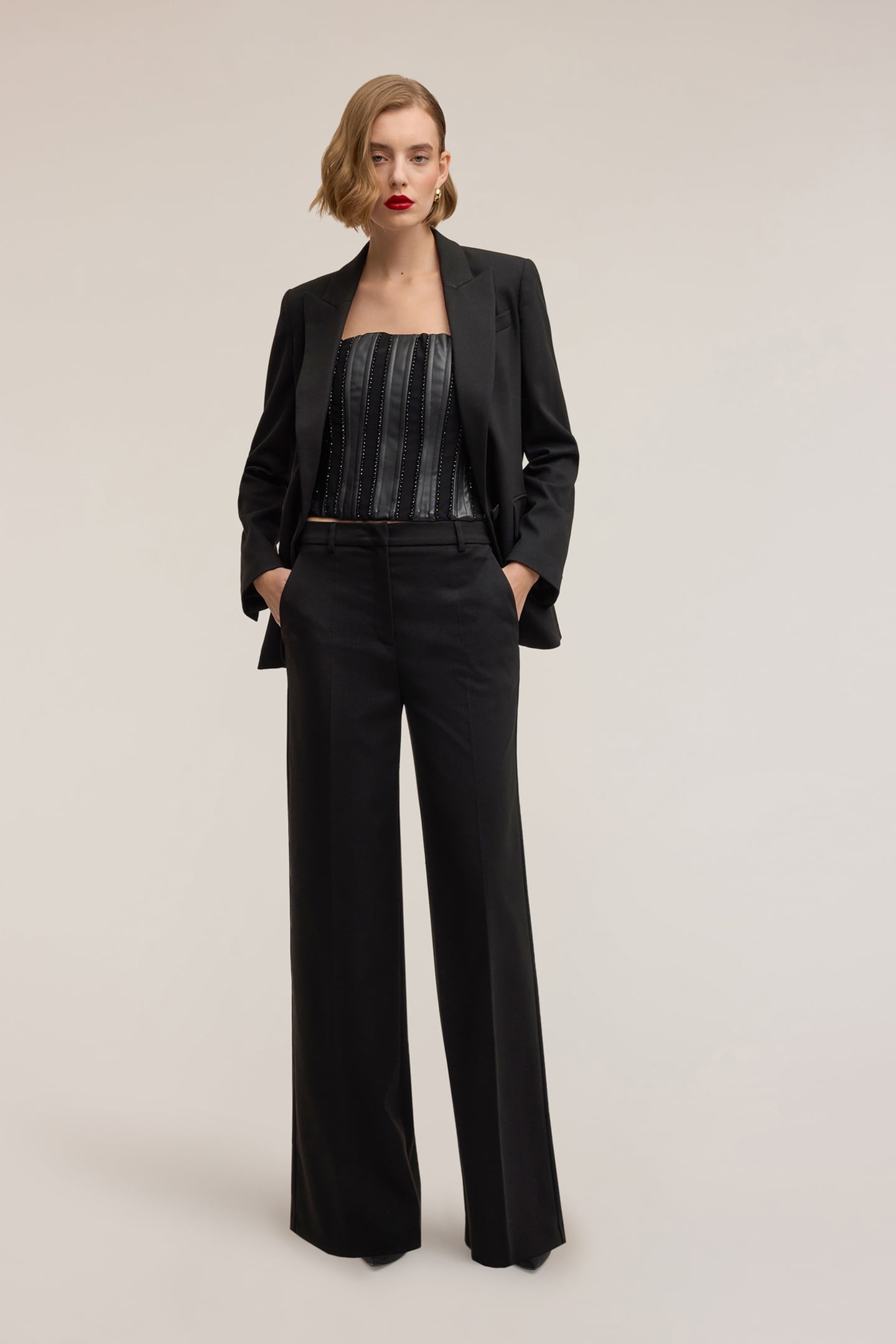 PALAZZO PANTS MIXED LUREX SMART COUTURE BLACK 1