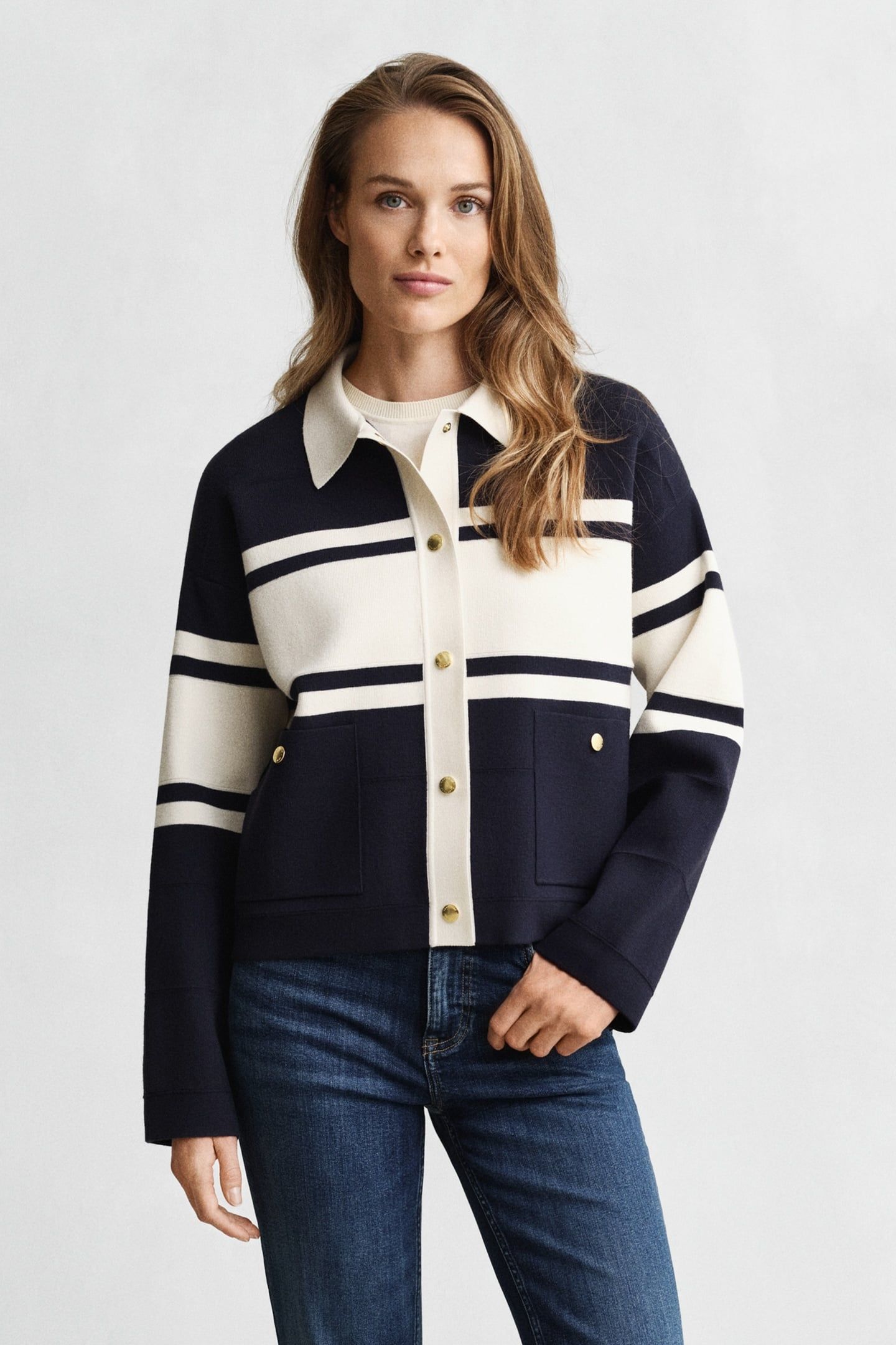 COLOR BLOCKED CARDIGAN EVENING BLUE 2
