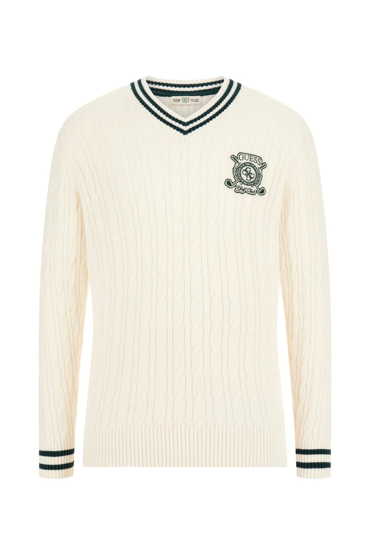 HEWIE V NECK CABLE S SALT WHITE 3