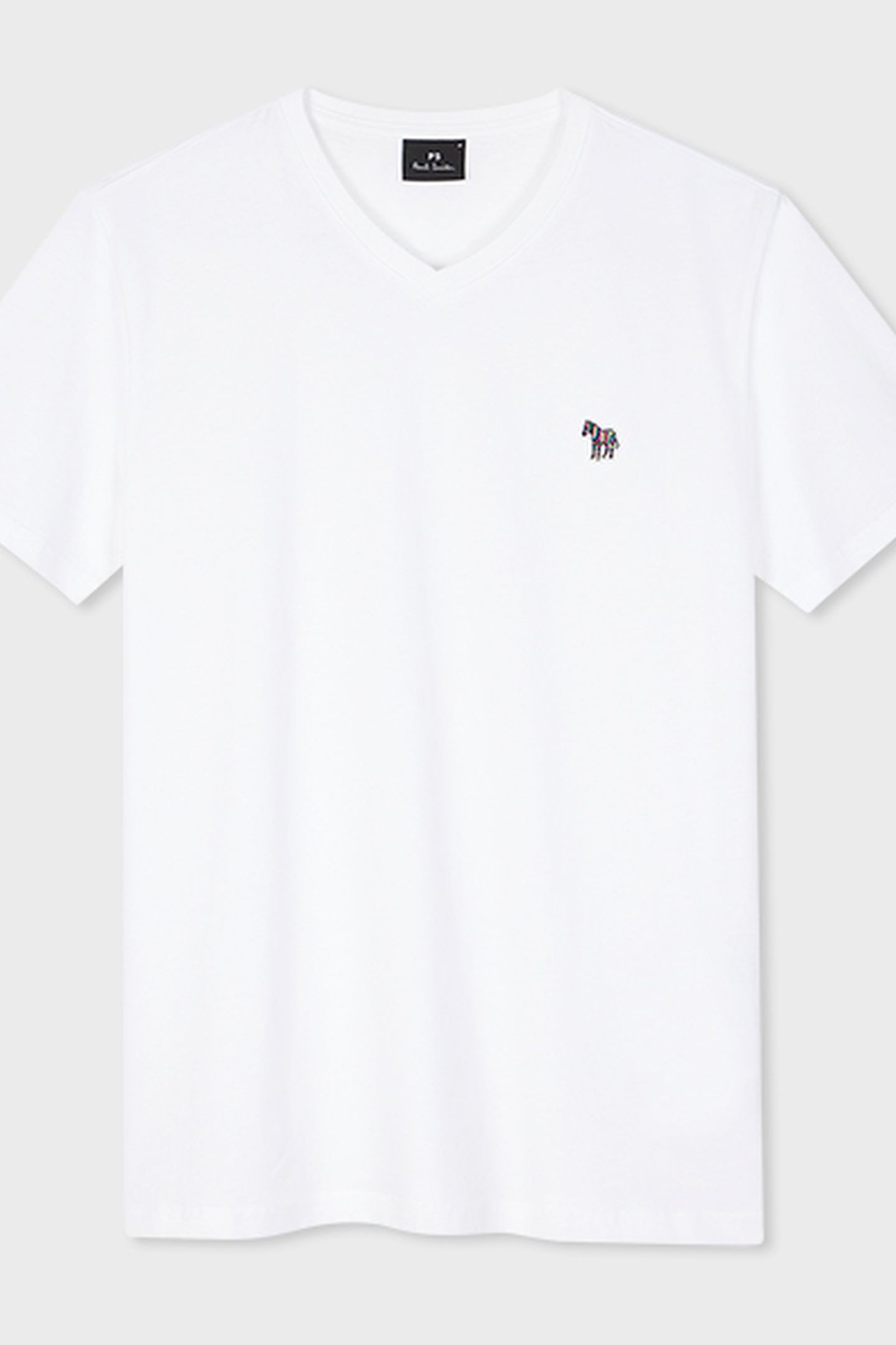 MENS REG FIT SS V NECK TSHIRT ZEBRA WHITE 2