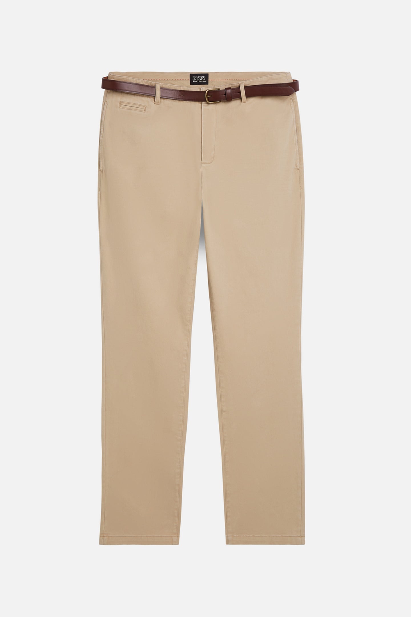 WARREN COTTON TWILL WASHED CHINO WITH BELT TRAVERTINE 1