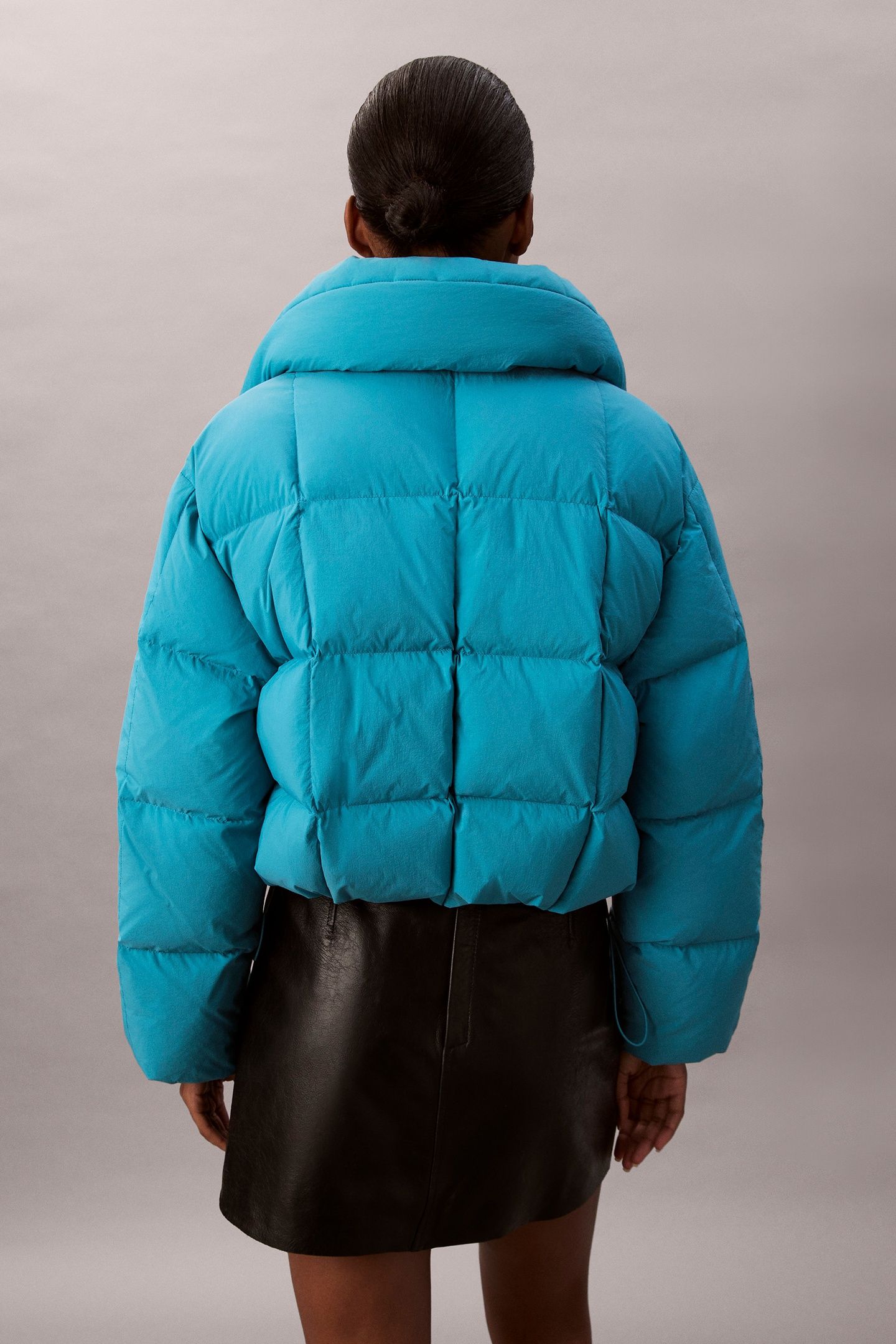 SHORT DOWN PUFFER TEAL SLATE 2