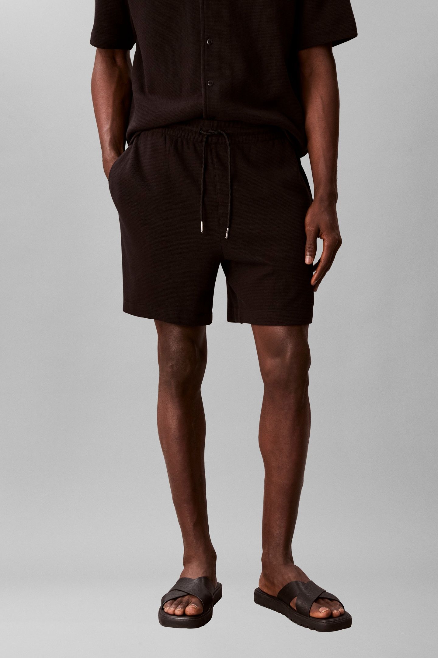 HD COTTON WAFFLE SHORTS BLACK 1