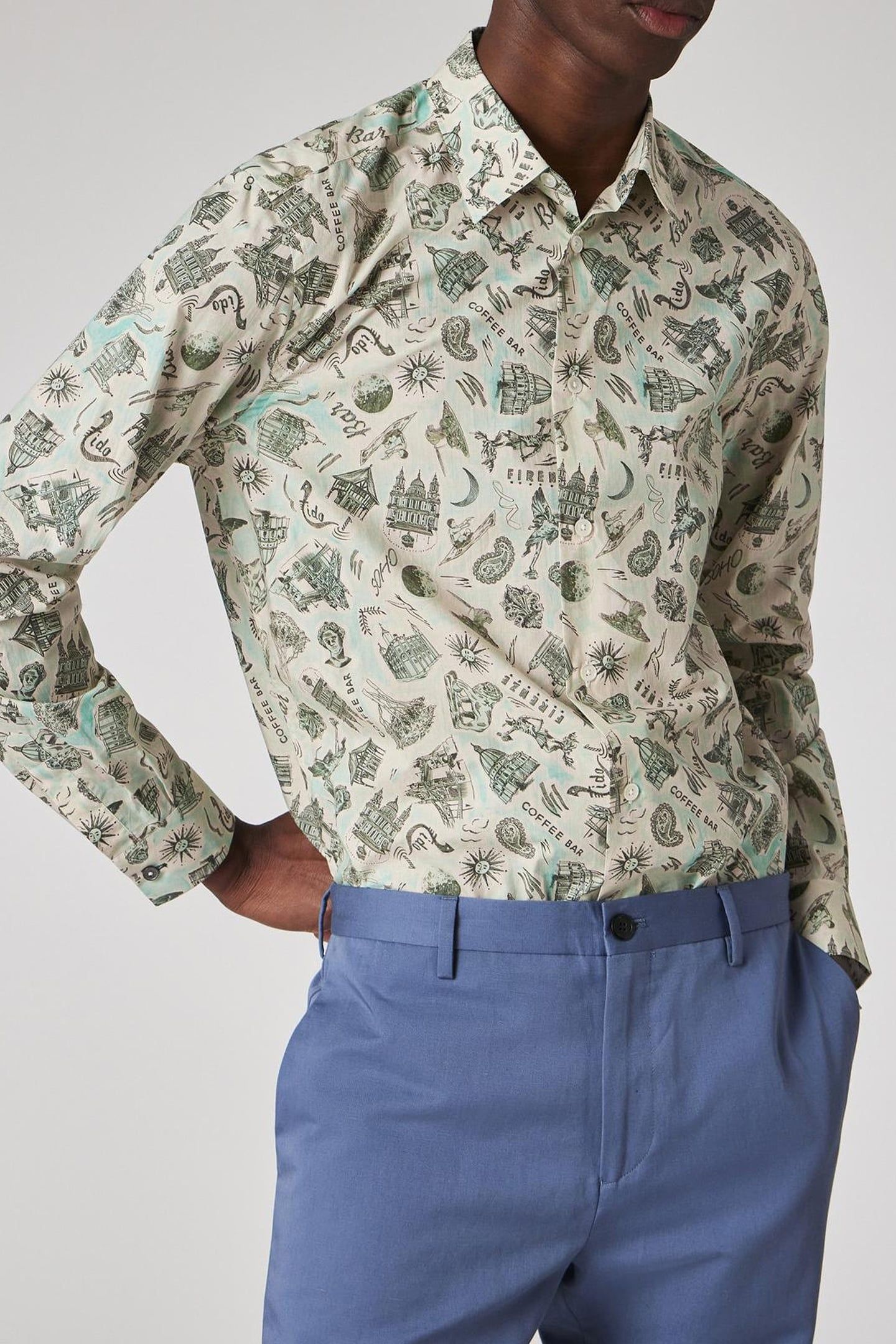 MENS S/C REGULAR FIT SHIRT GREEN 2
