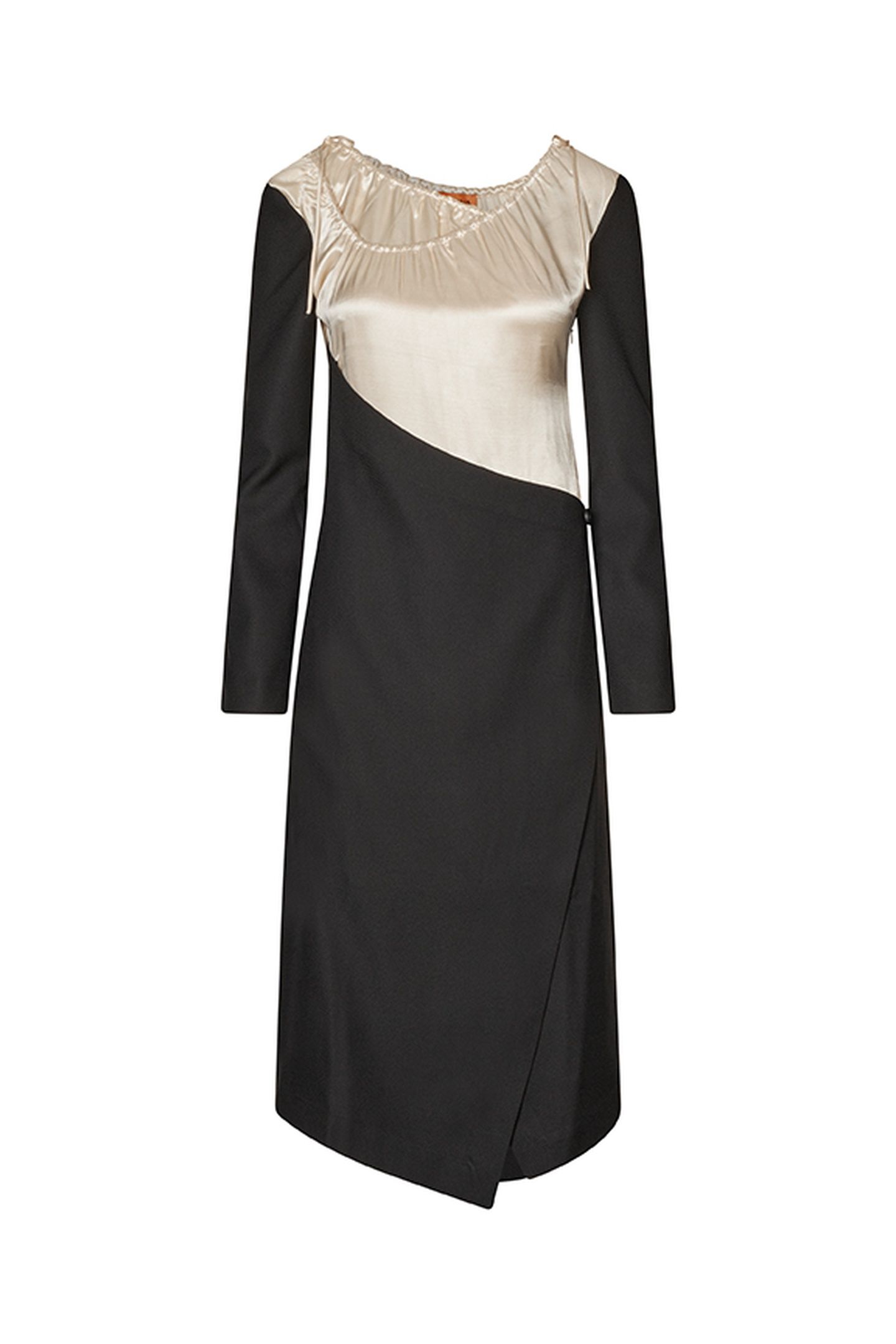 WRAP MIDI DRESS BLACK/BUTTER MILK 4