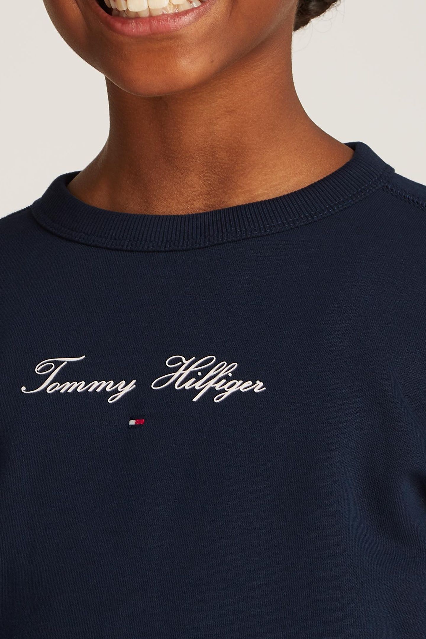 GIRLS TOMMY SCRIPT CREWNECK DARK NIGHT NAVY 5