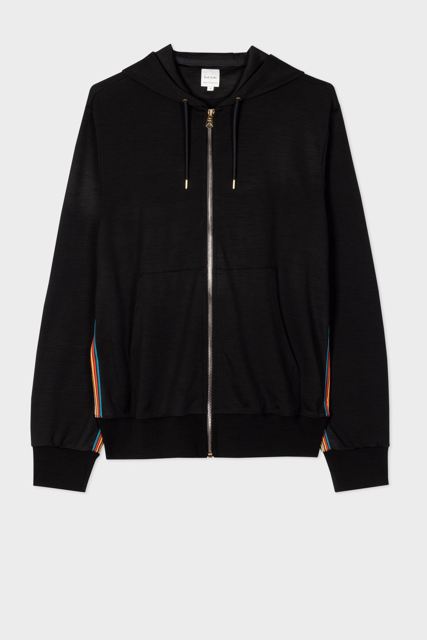 MENS ZIP THROUGH TAPED SEAM HOODIE BLACK 1