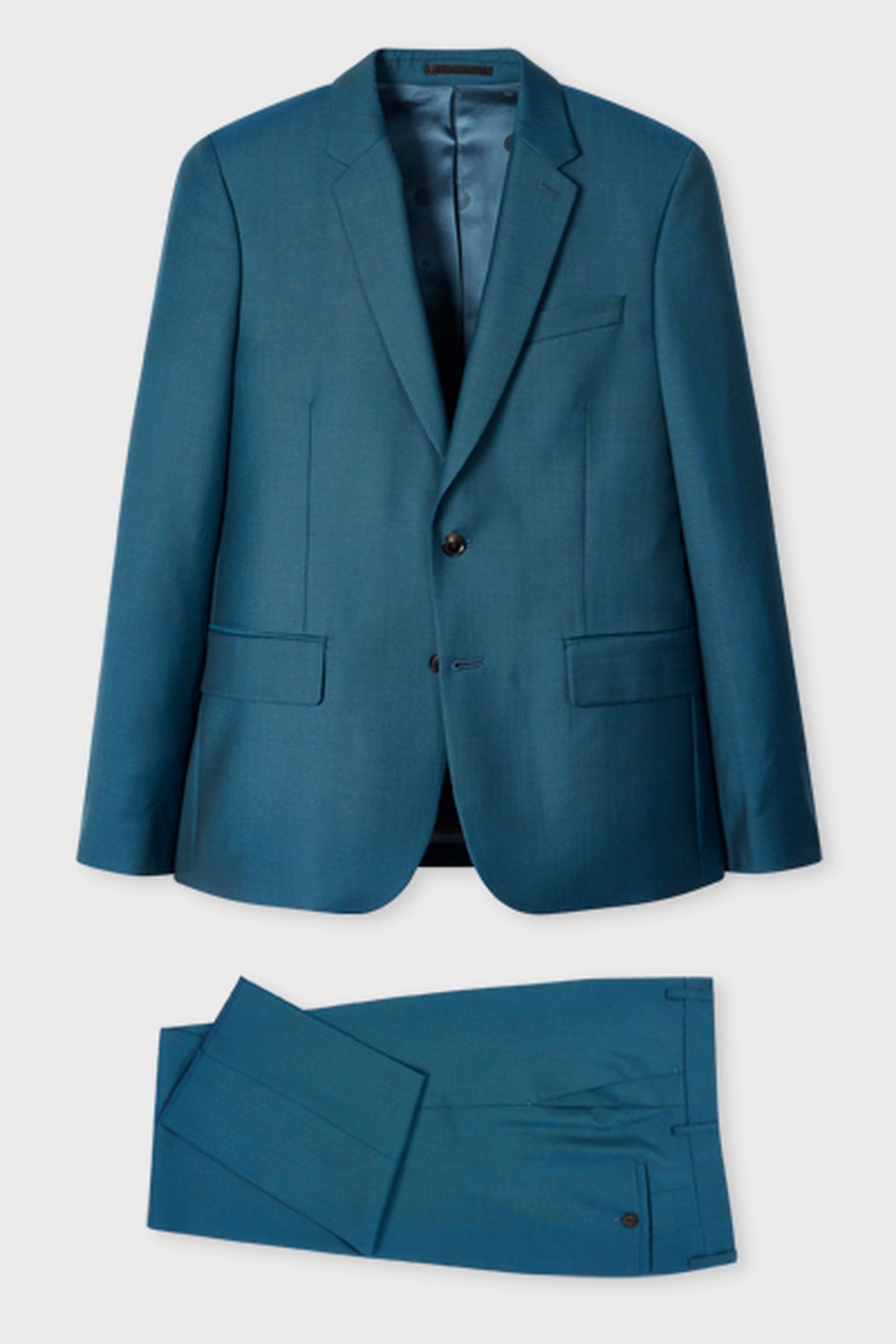 MENS TAILORED FIT 2 BUTTON SUIT PETROL BLUE 3