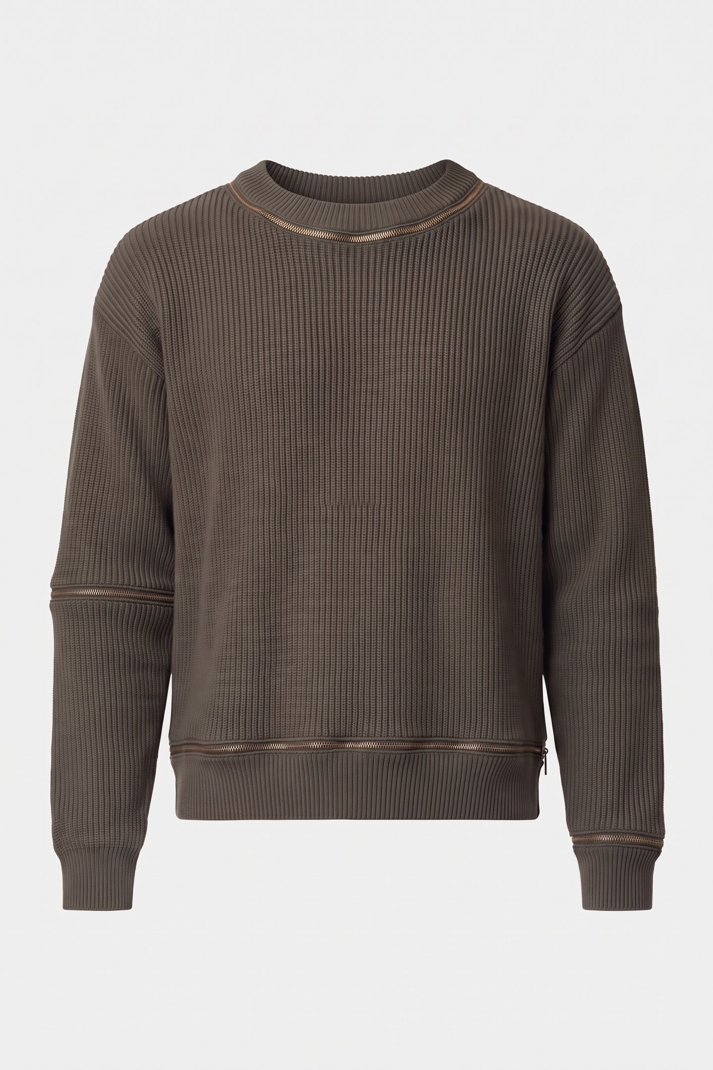 RIBBED WOOL PULLOVER WITH ZIP GREEN 3