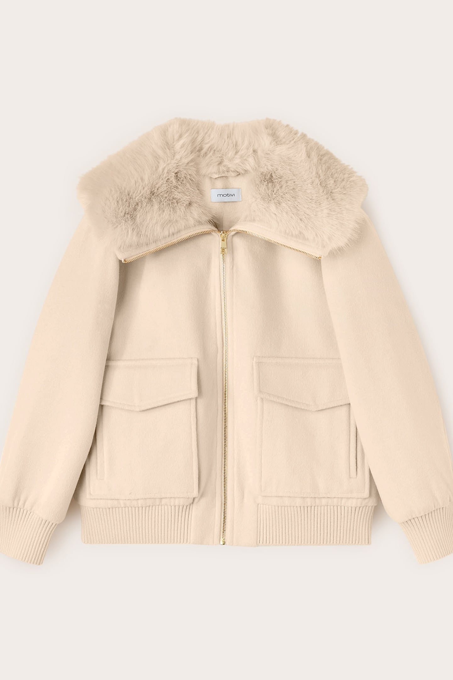 MIXED WOOL CLOTH COAT WITH HIGH COLLAR WHITE 4