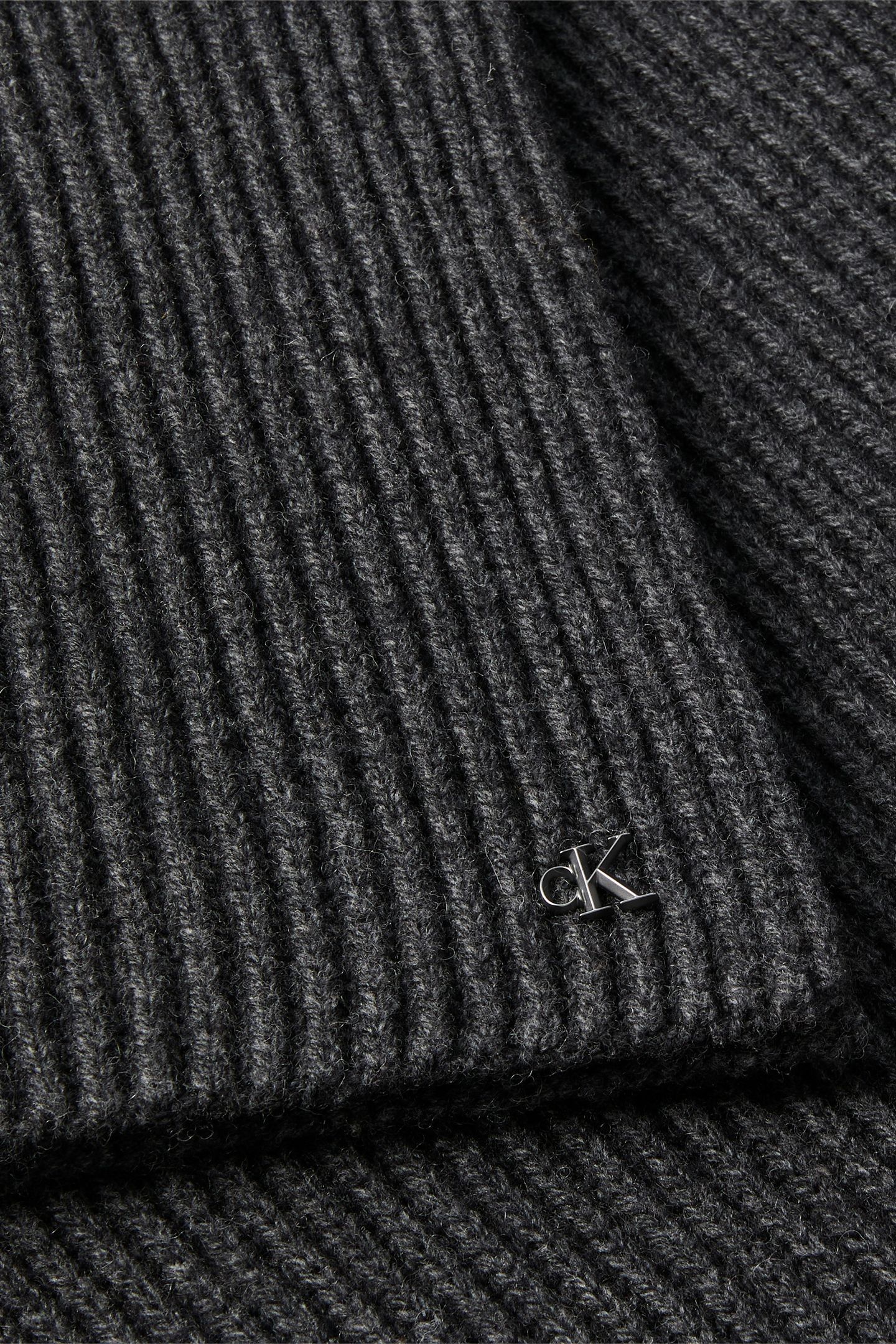 CK METAL WOOL RIB SCARF CHARCOAL HEATHER 3