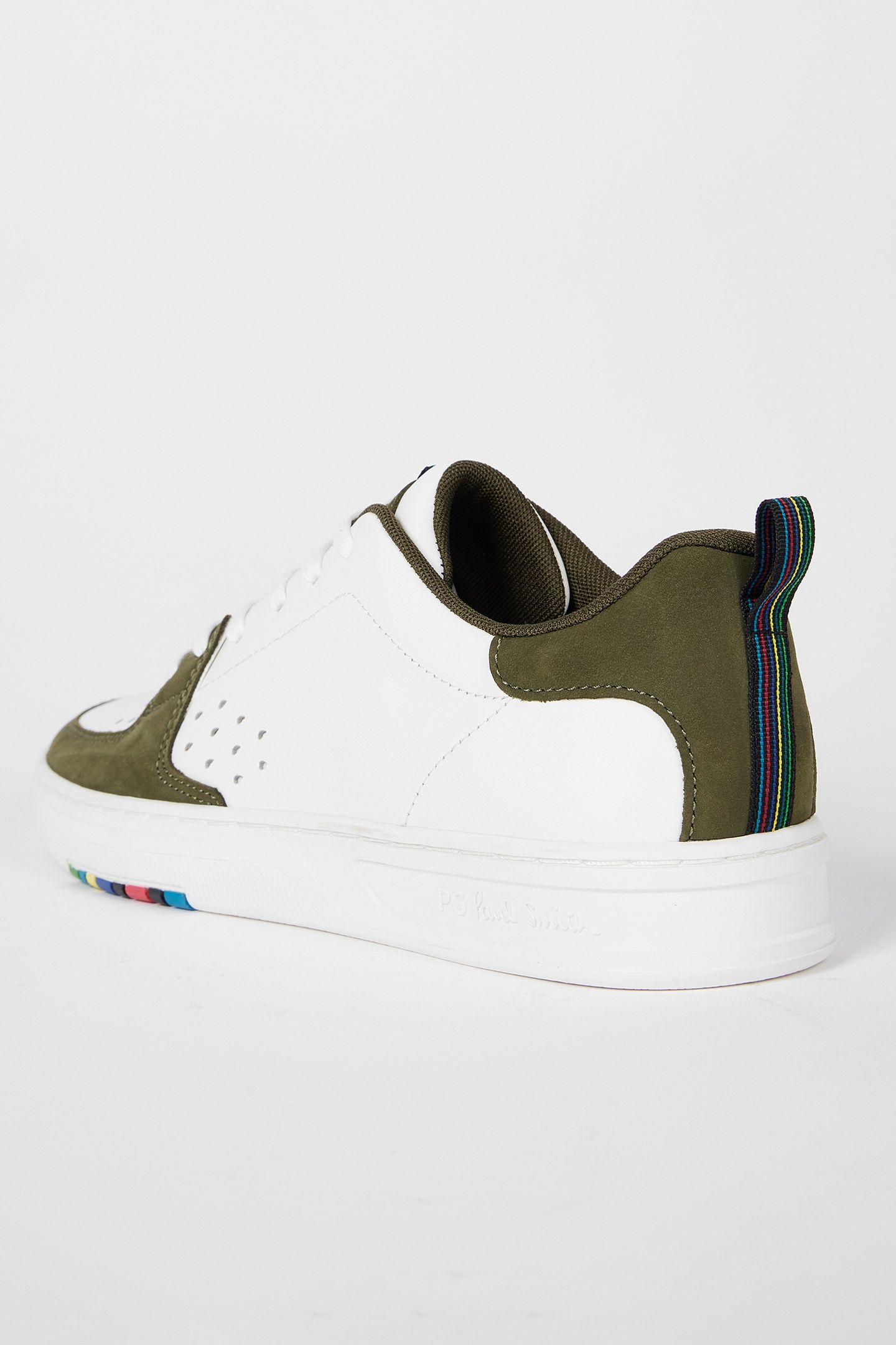 MENS SHOE COSMO WHITE KHAKI BACK PANEL WHITE 6