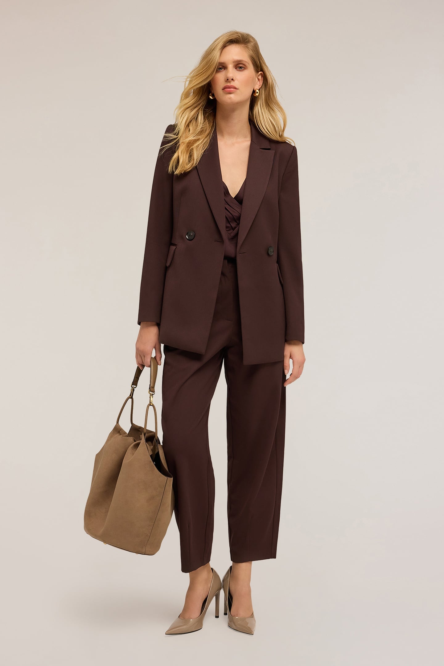 DOUBLE-BREASTED JACKET WITH BELT BROWN 2