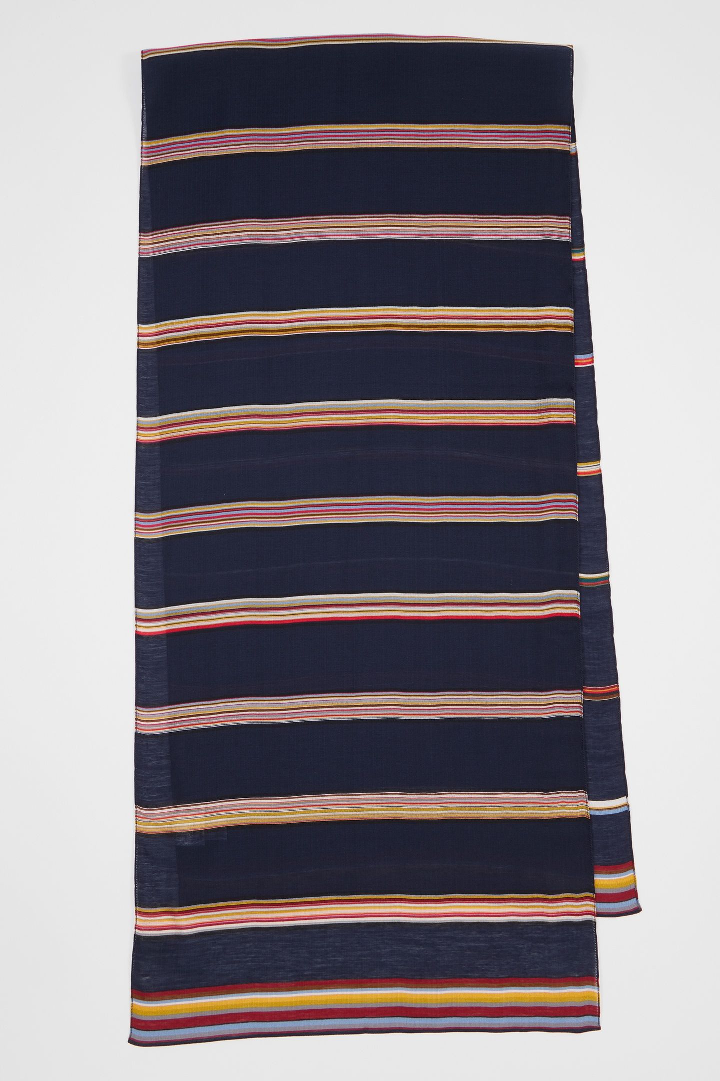 MEN SCARF SIG STRIPE WOVN NAVY 2