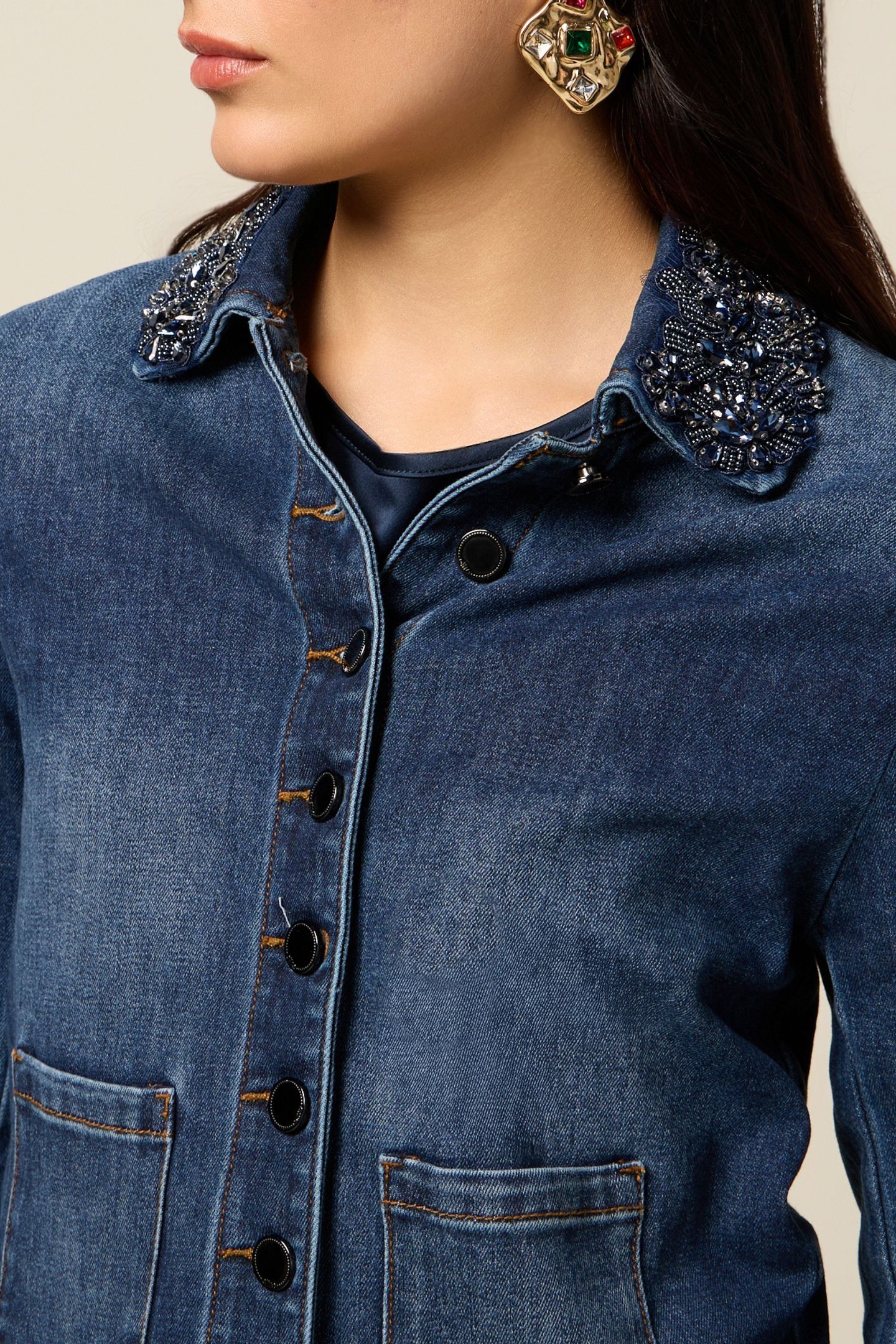 DENIM JACKET WITH JEWEL PATCH BLUE 4