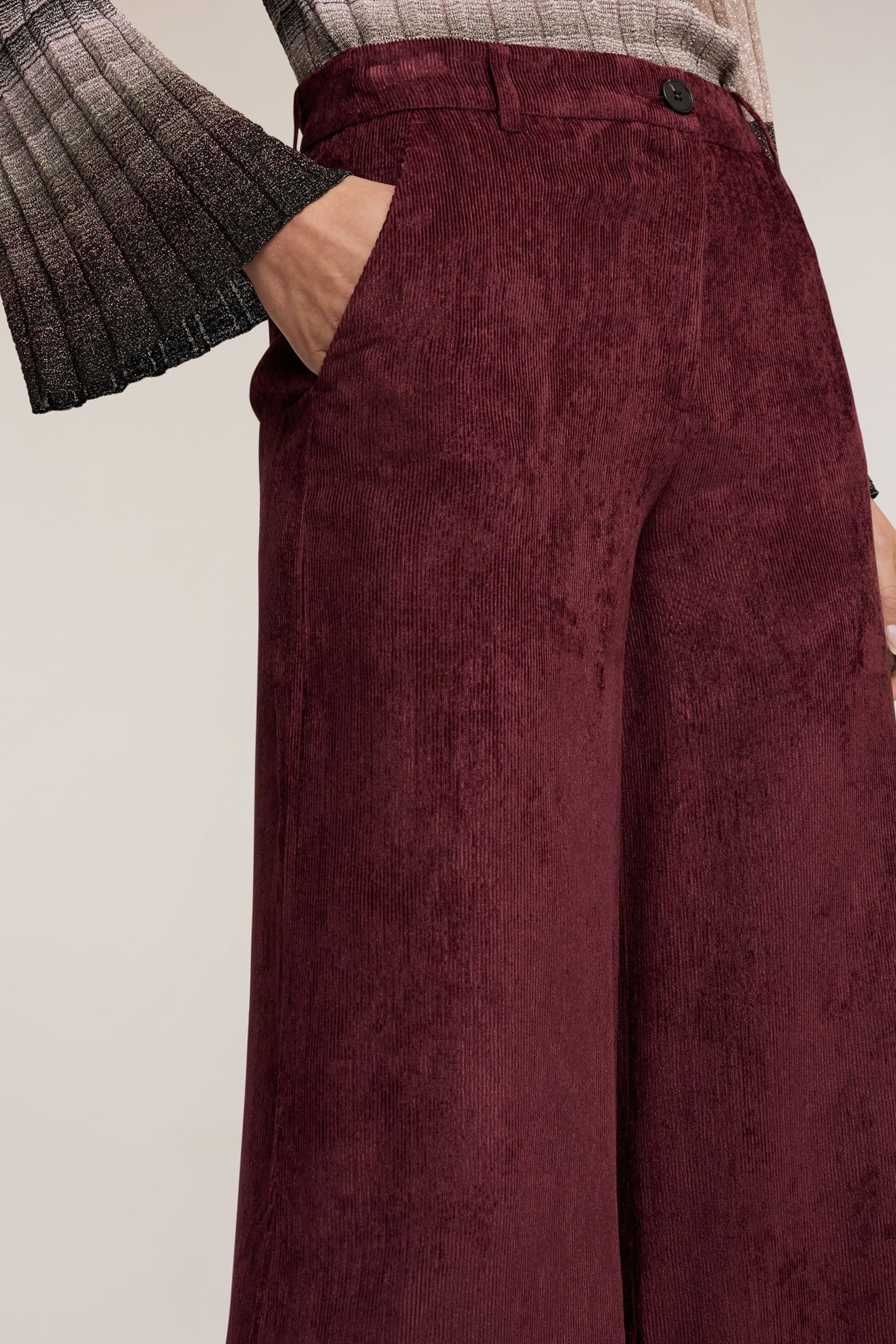 CORDUROY PALAZZO PANTS BURGUNDY 5