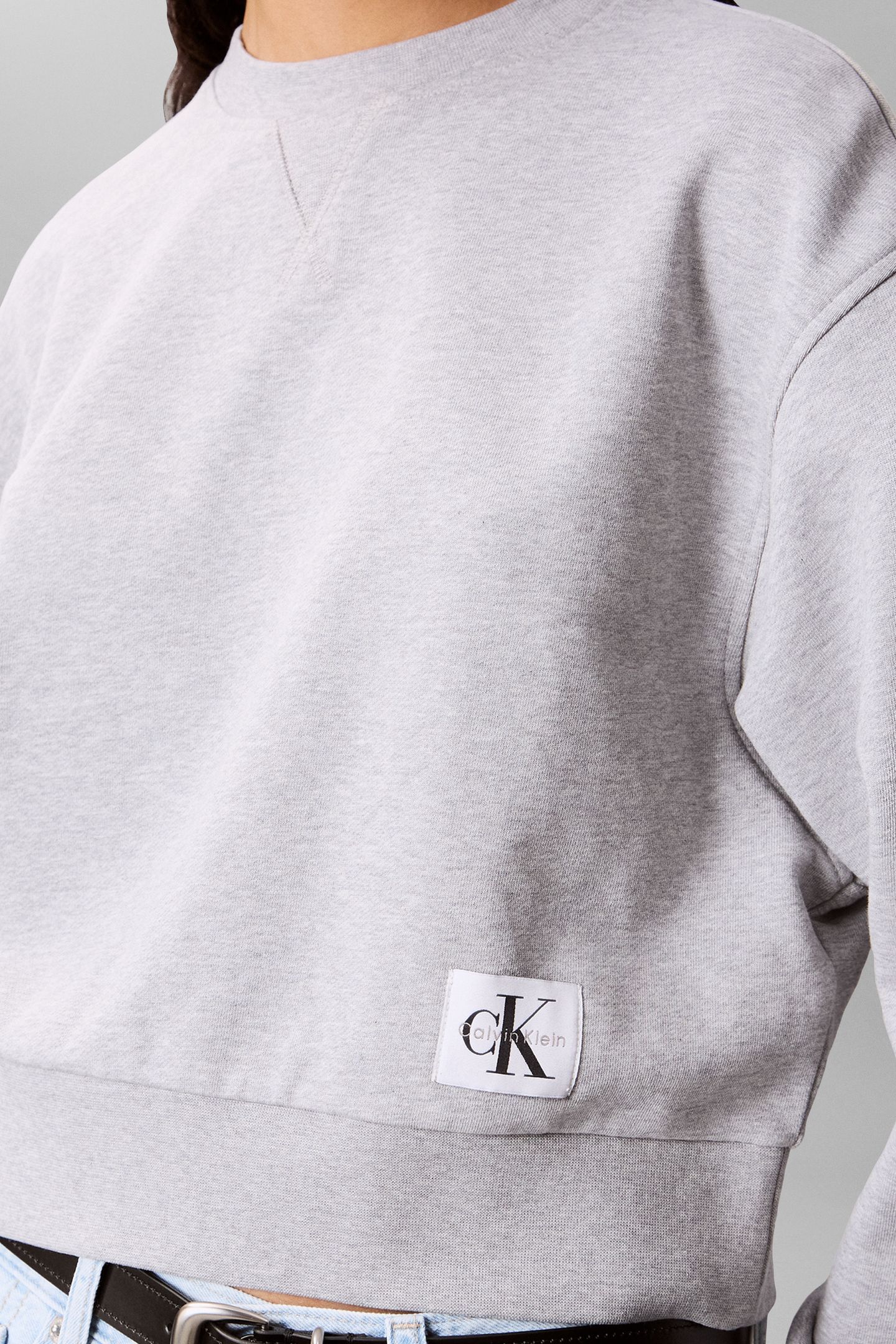 CROPPED BADGE SWEATSHIRT GREY HEATHER 6
