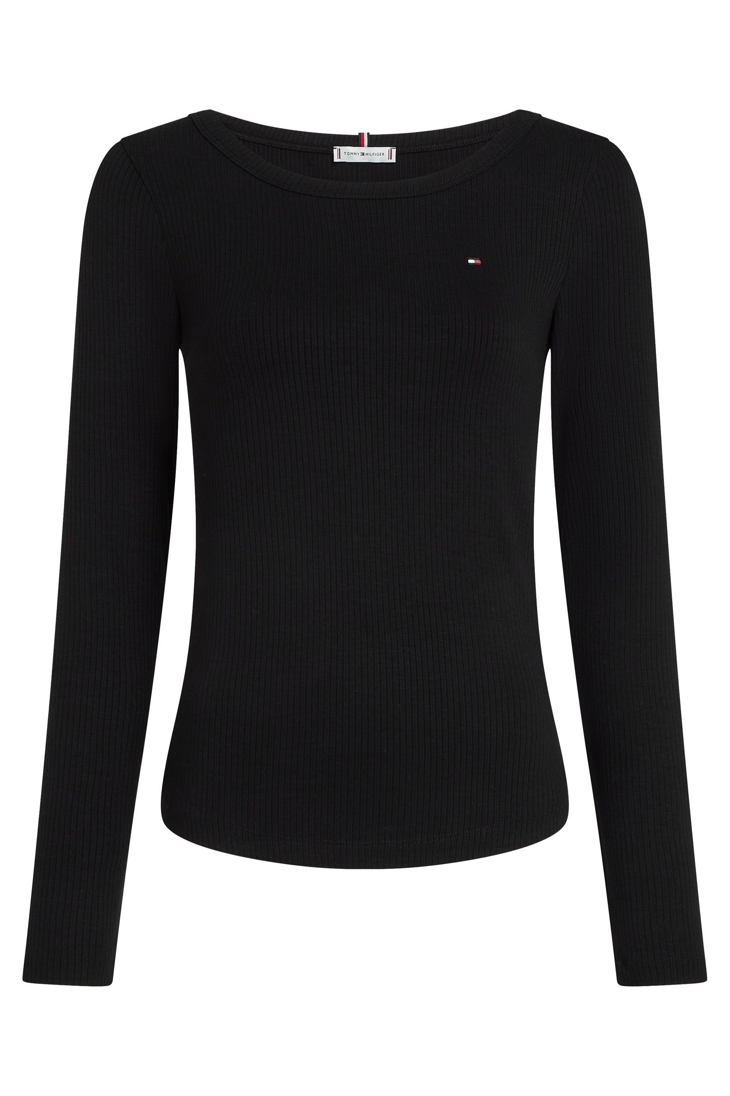 SLIM 5X2 RIB O-NECK LS BLACK 5