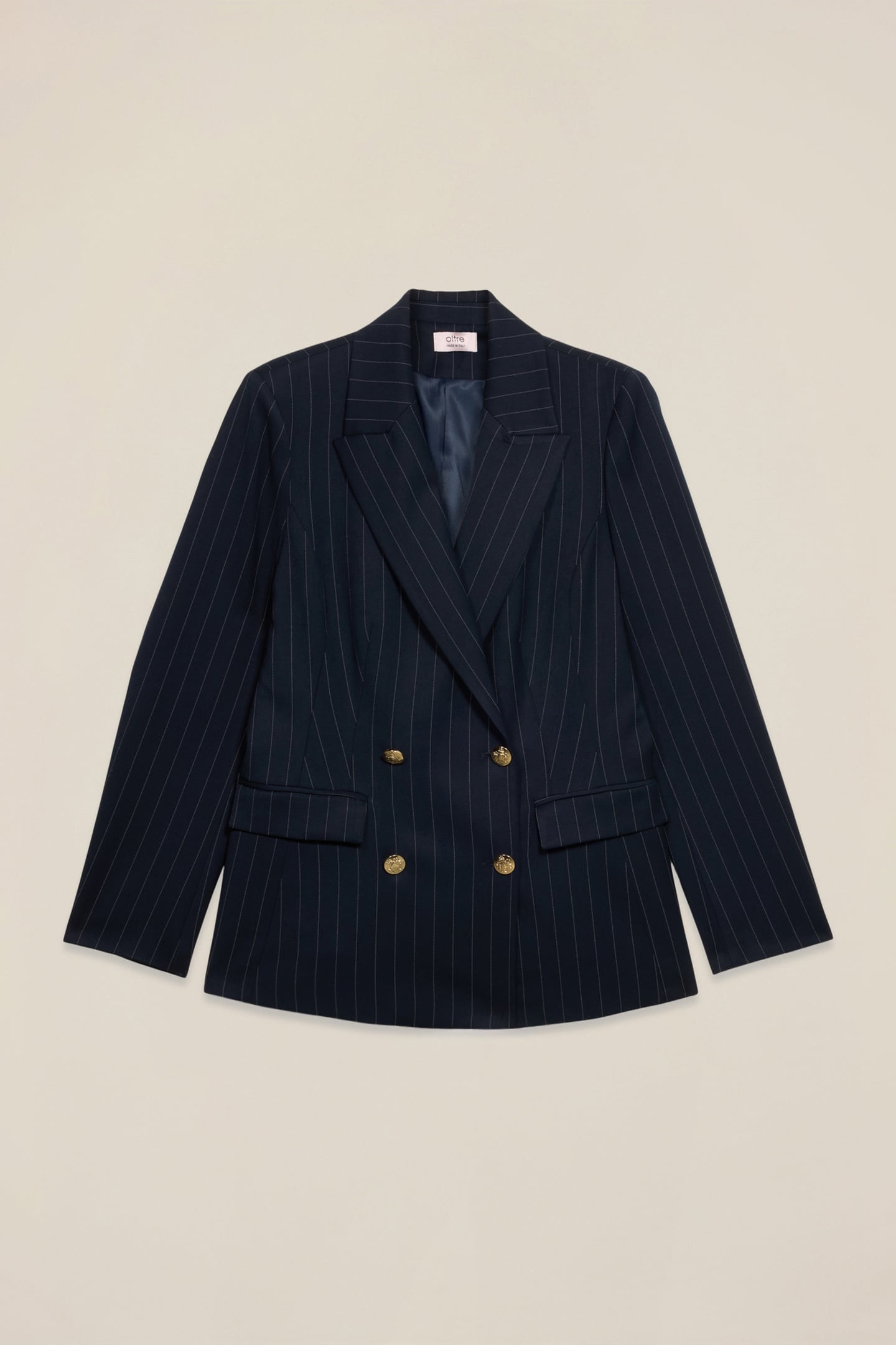 DOUBLE-BREASTED PINSTRIPE BLAZER BLUE 3
