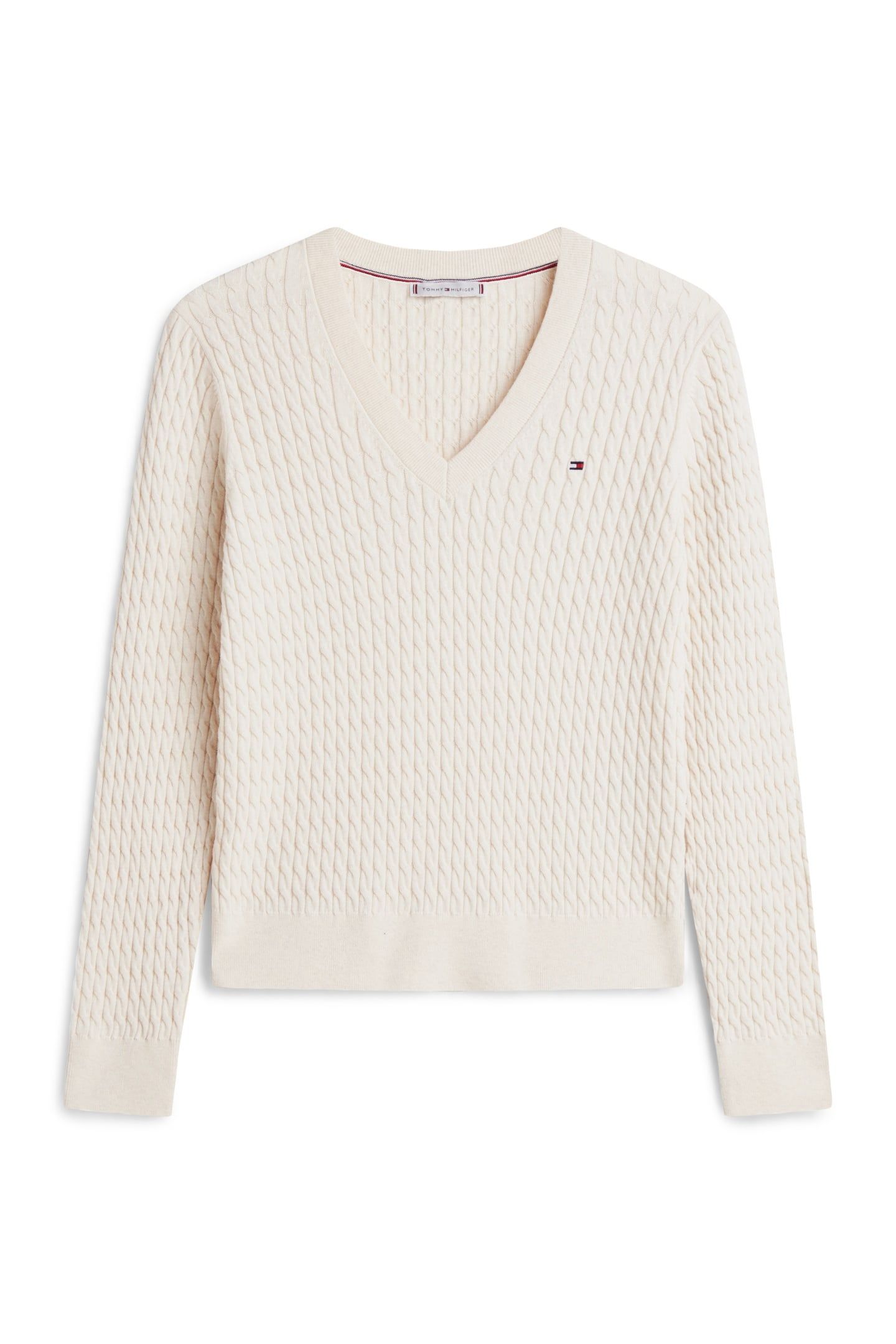 CO CABLE FINE GG V-NECK HEATHER IVORY PETAL 4