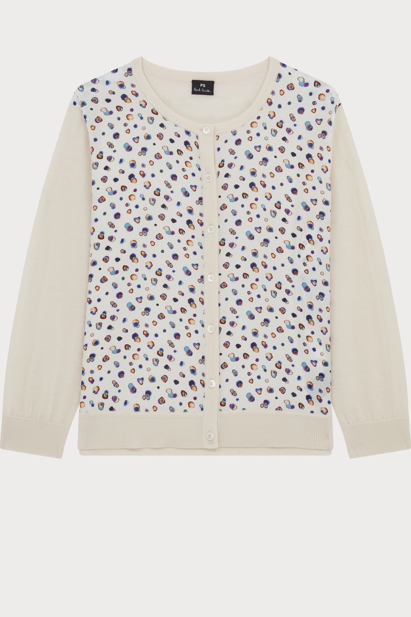 WOMENS KNITTED CARDI BT THRU WVN FRONT OFF WHITE 3