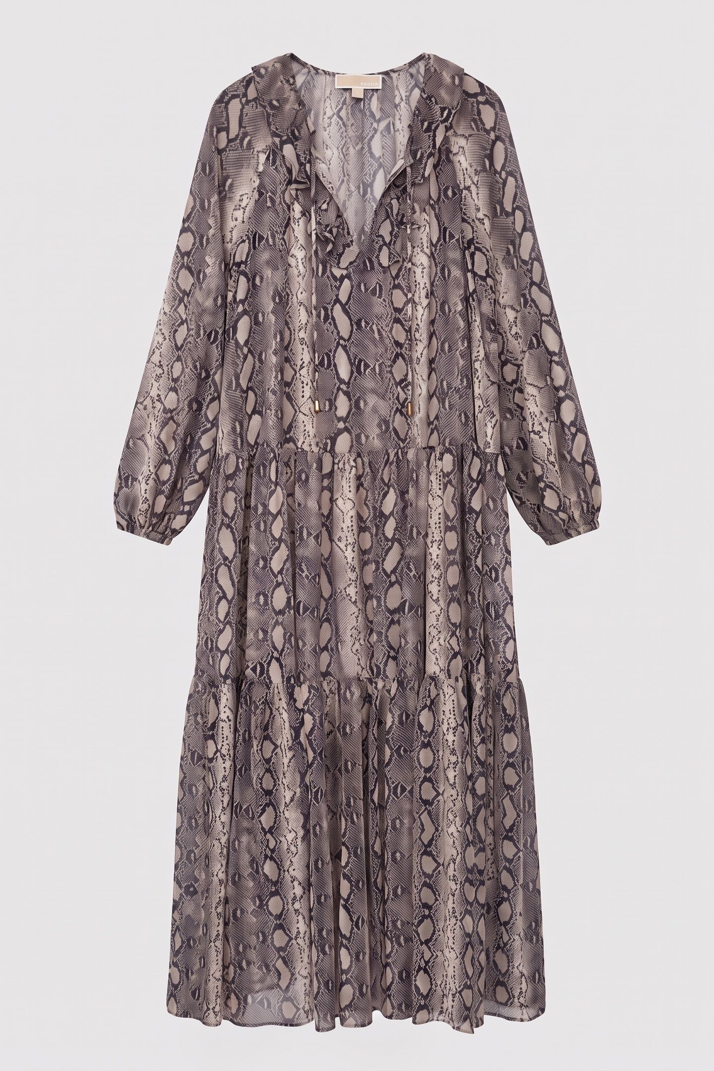 SNAKE RUFFLE NECK CAFTAN SOFT ECRU 3