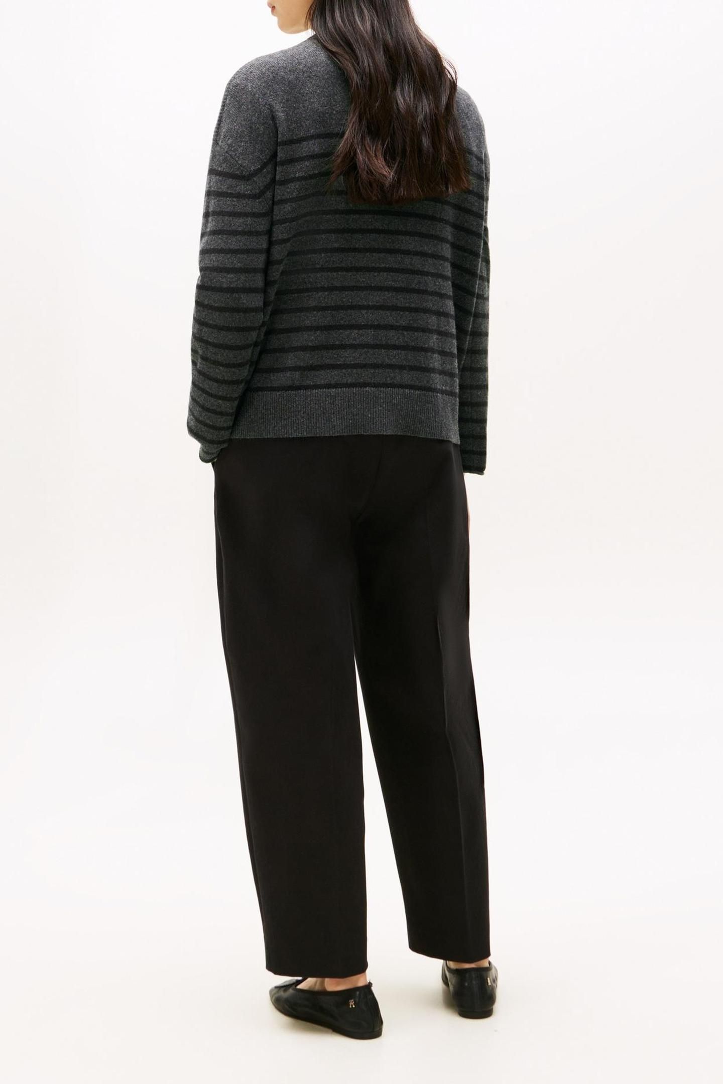 SOFT WOOL RELAXEDD C-NECK DARK GREY HEATHER/BLACK 2