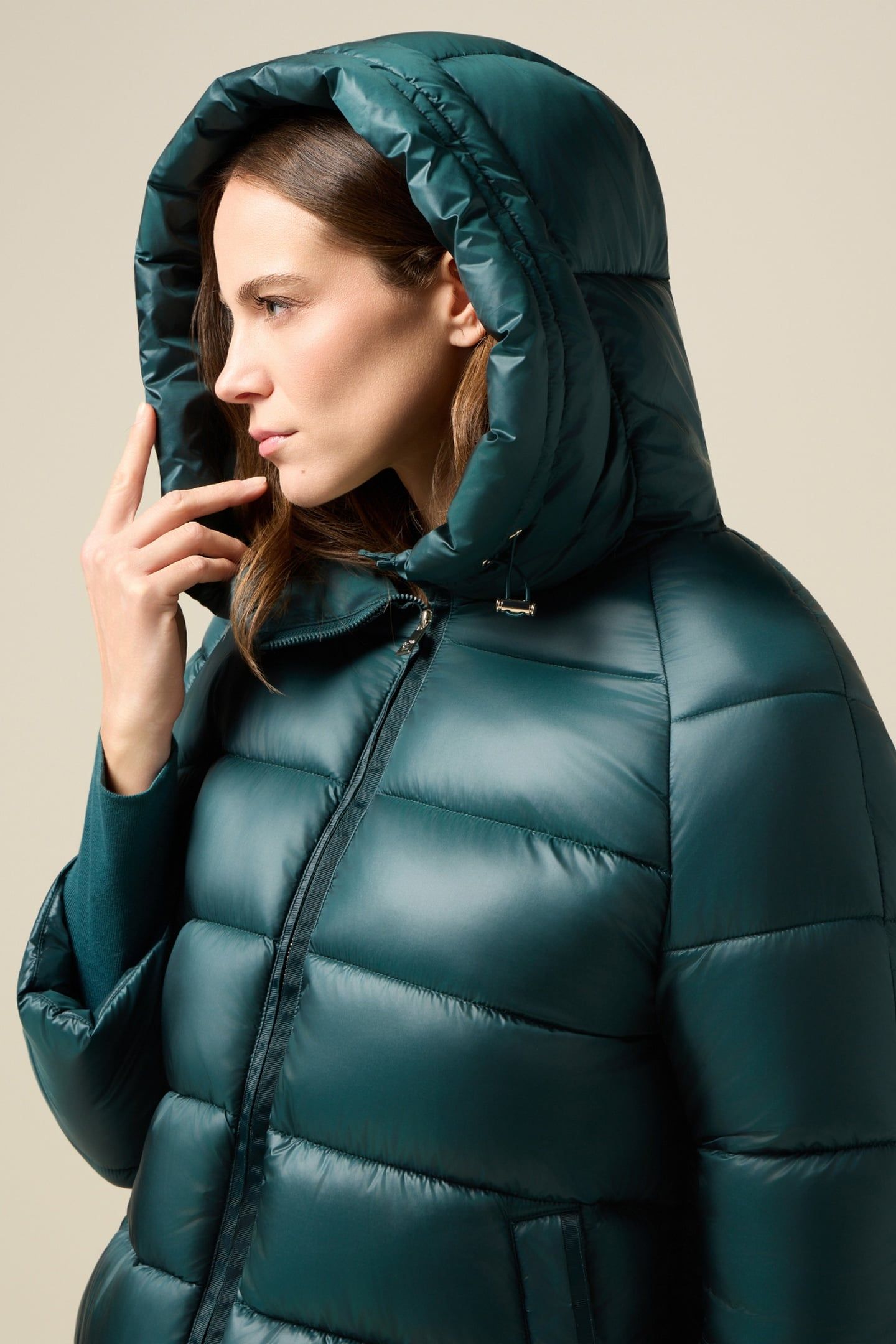 MIDI DOWN JACKET WITH HOOD GREEN 5