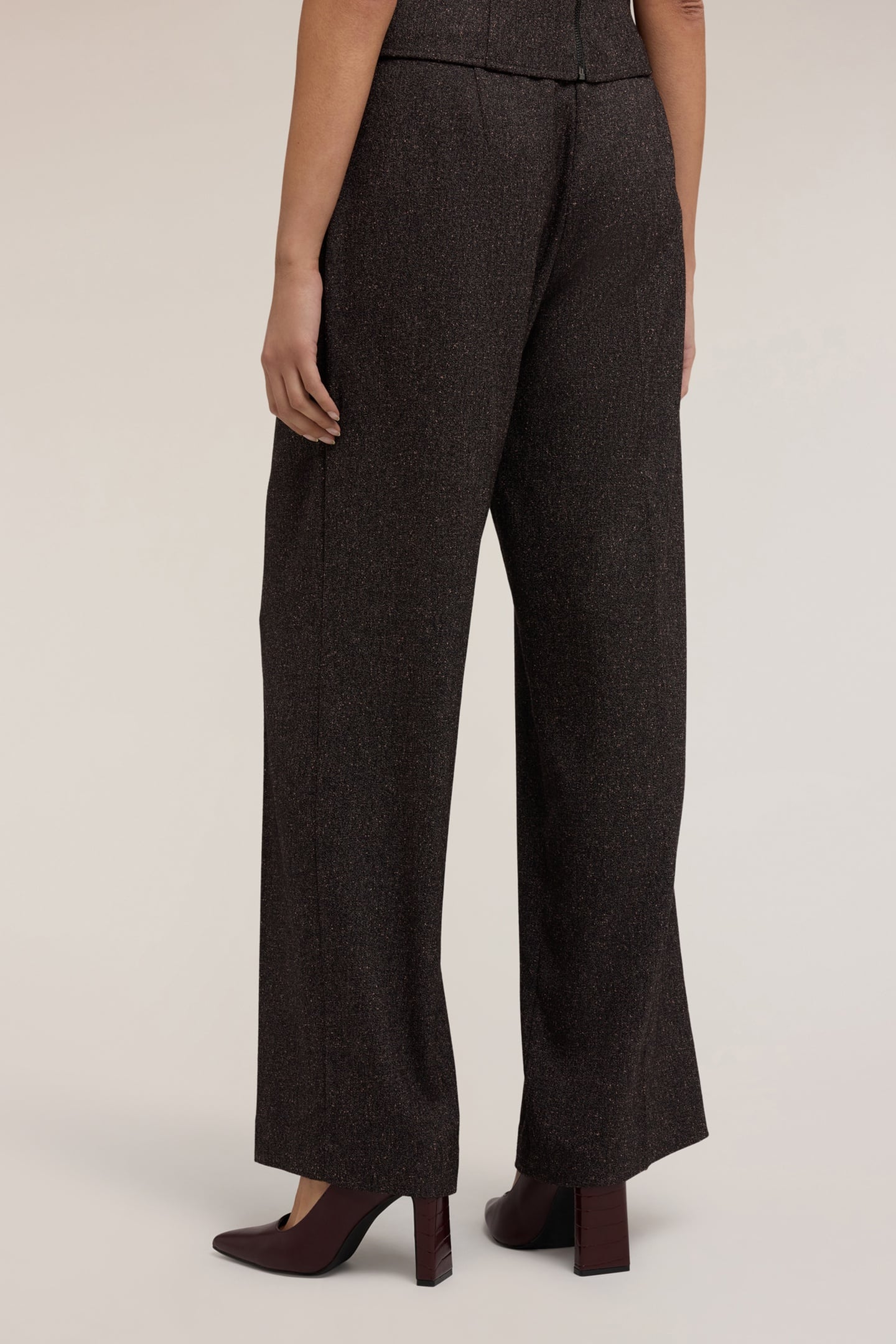 PALAZZO PANTS IN YARN-DYED FABRIC BROWN 3