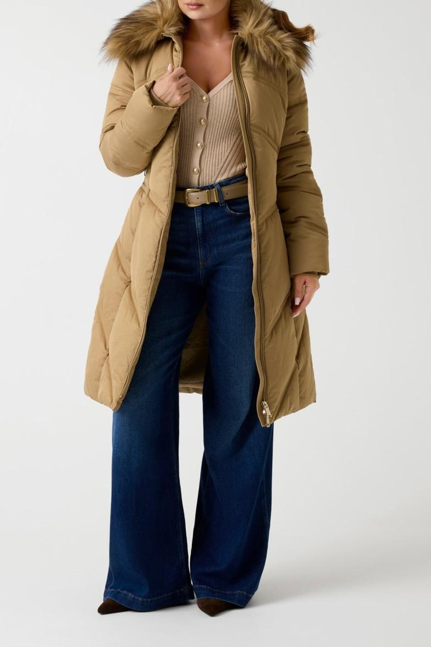 ALIENOR LONG BELTED FOAMY TAUPE MULTI 3
