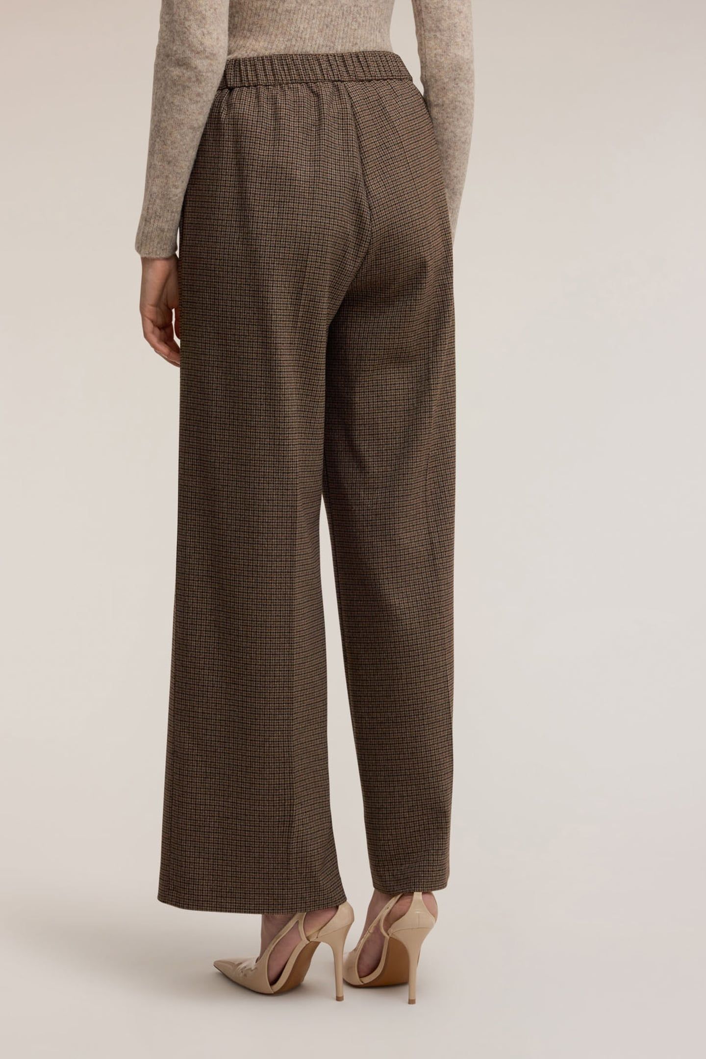 PALAZZO PANTS IN CHECK FABRIC BROWN 3