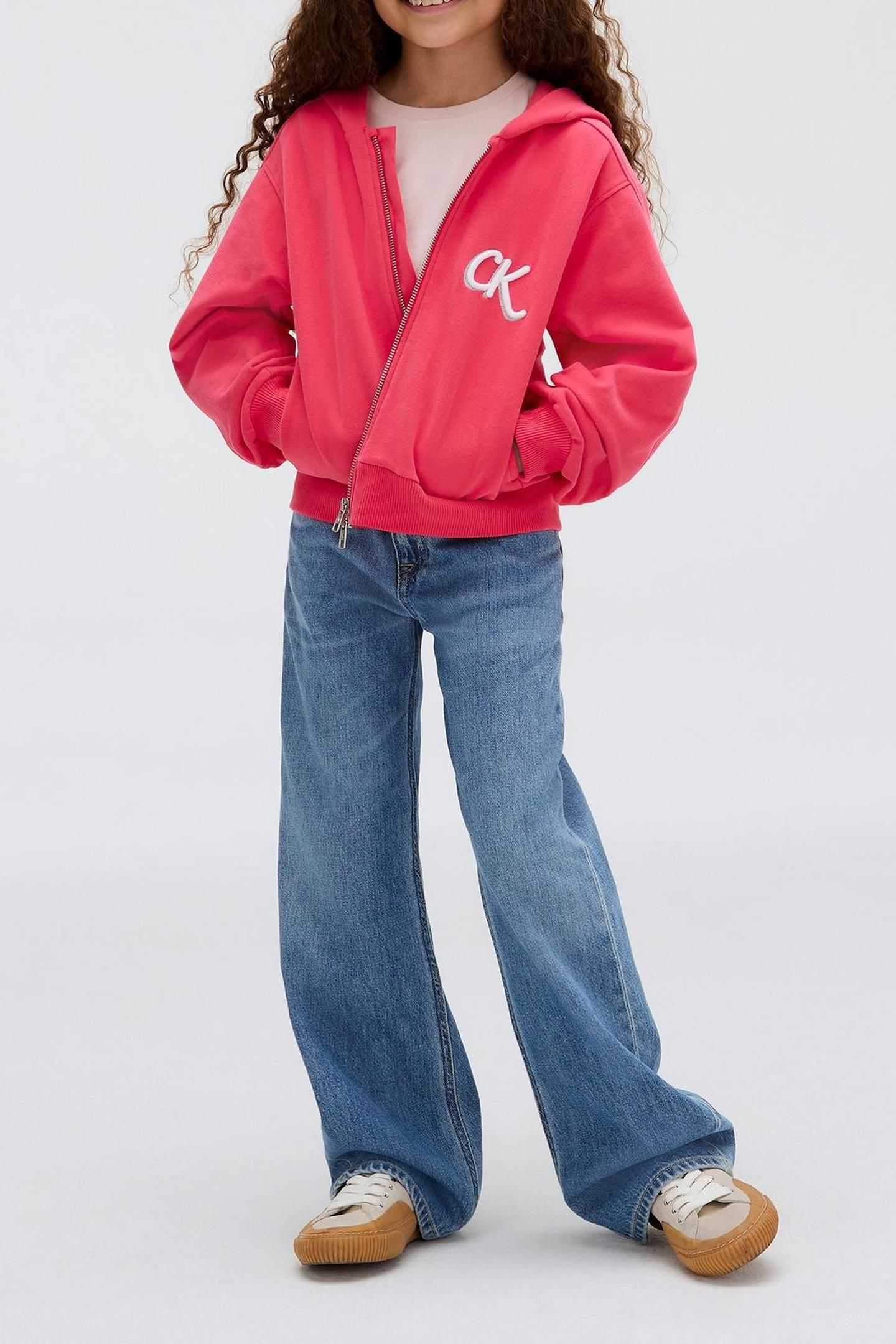 GIRLS TERRY ZIP UP HOODIE TEABERRY 3