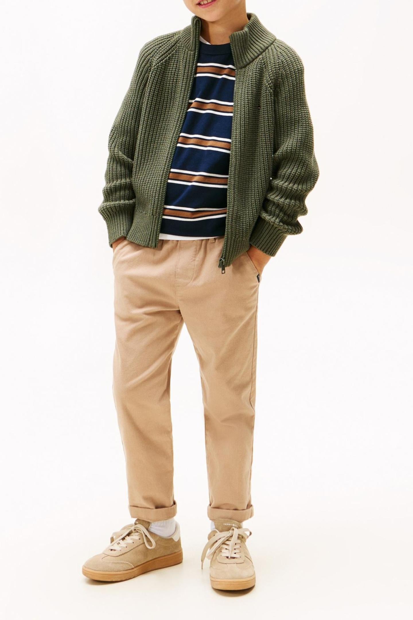 BOYS HALF CARDIGAN FULL ZIP PEWTER GREEN 3