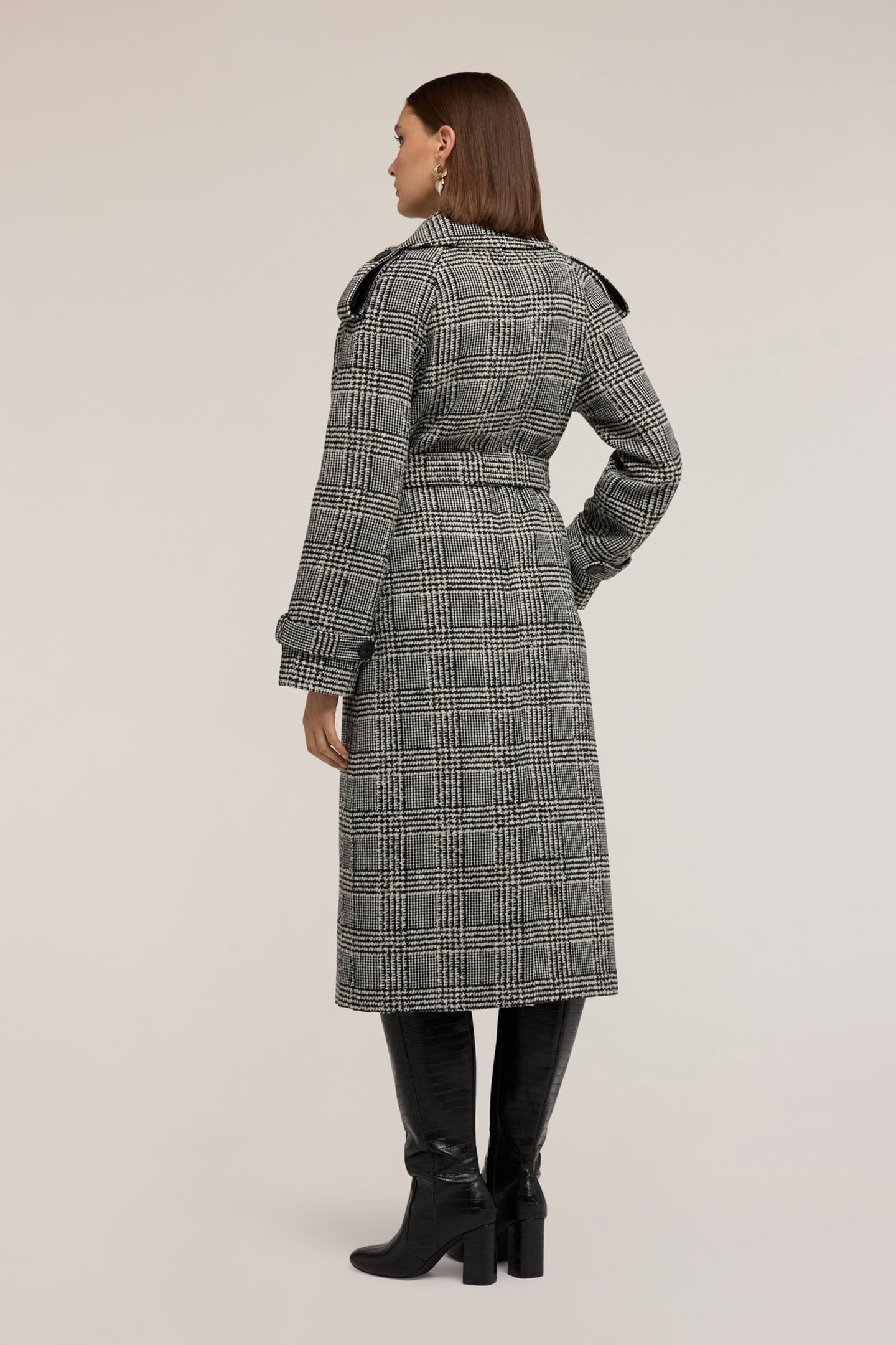 MIXED WOOL COAT IN CHECK PATTERN GREY 3