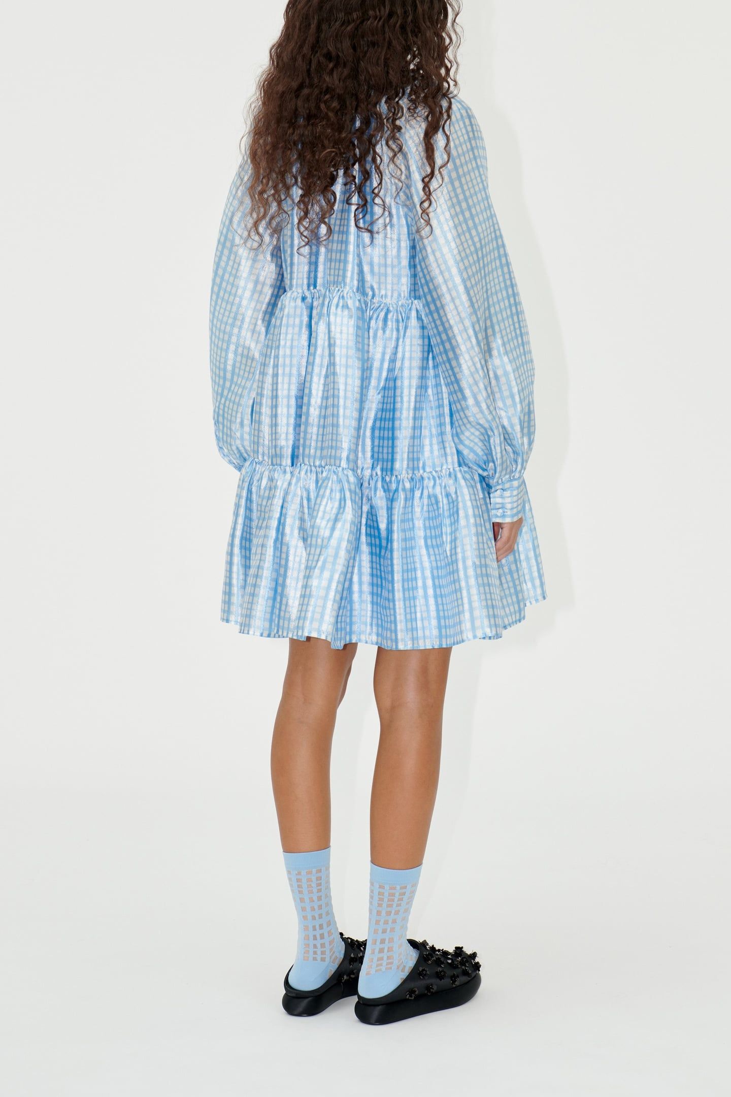 JASMINE DRESS MID BLUE CHECK 2