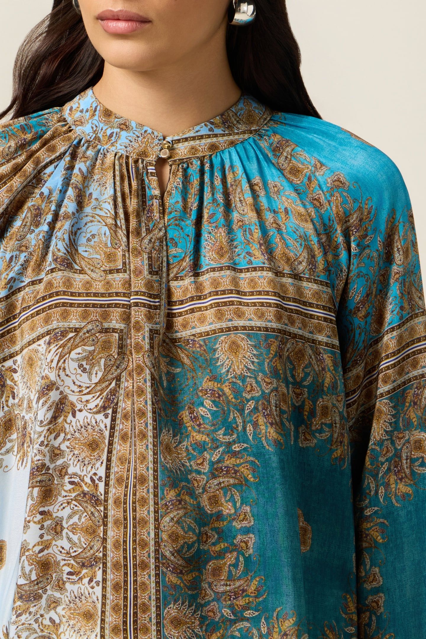 PATTERNED VISCOSE BLOUSE LIGHT BLUE 4
