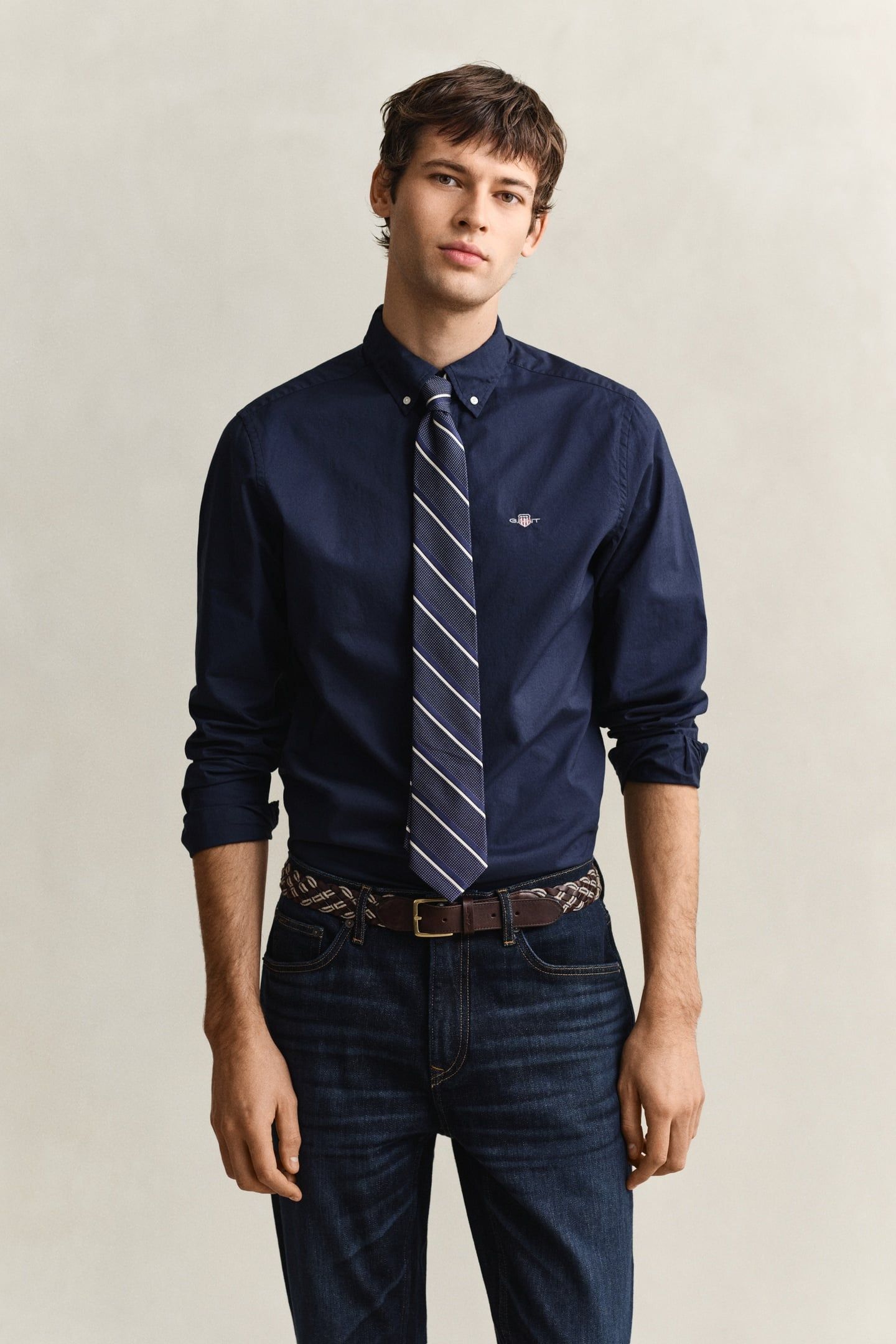 SLIM CLASSIC POPLIN SHIRT MARINE 1